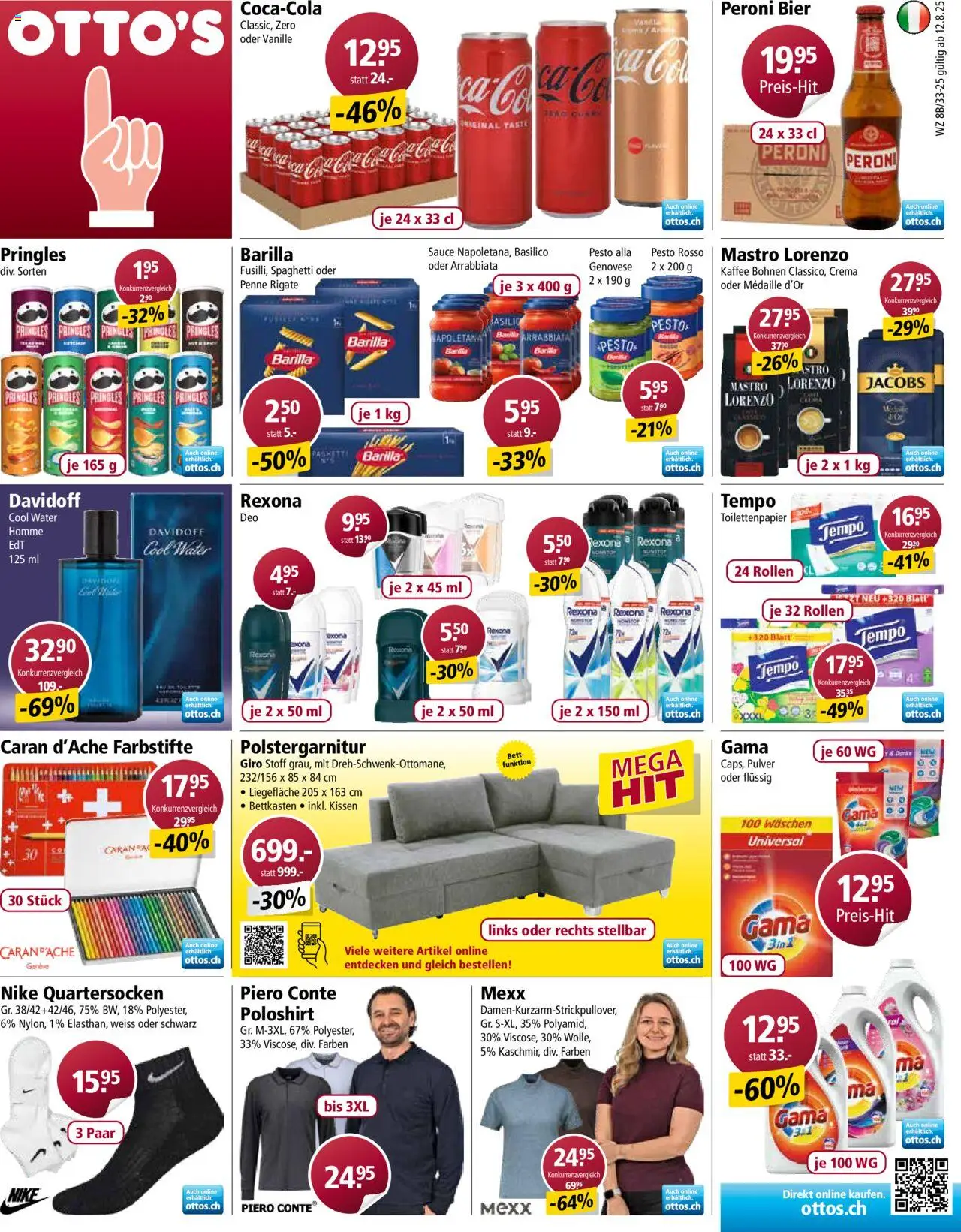 Otto's Aktionen ab 12.08.2025 | Seite: 1 | Produkte: Kissen, Poloshirt, Barilla, Toilettenpapier