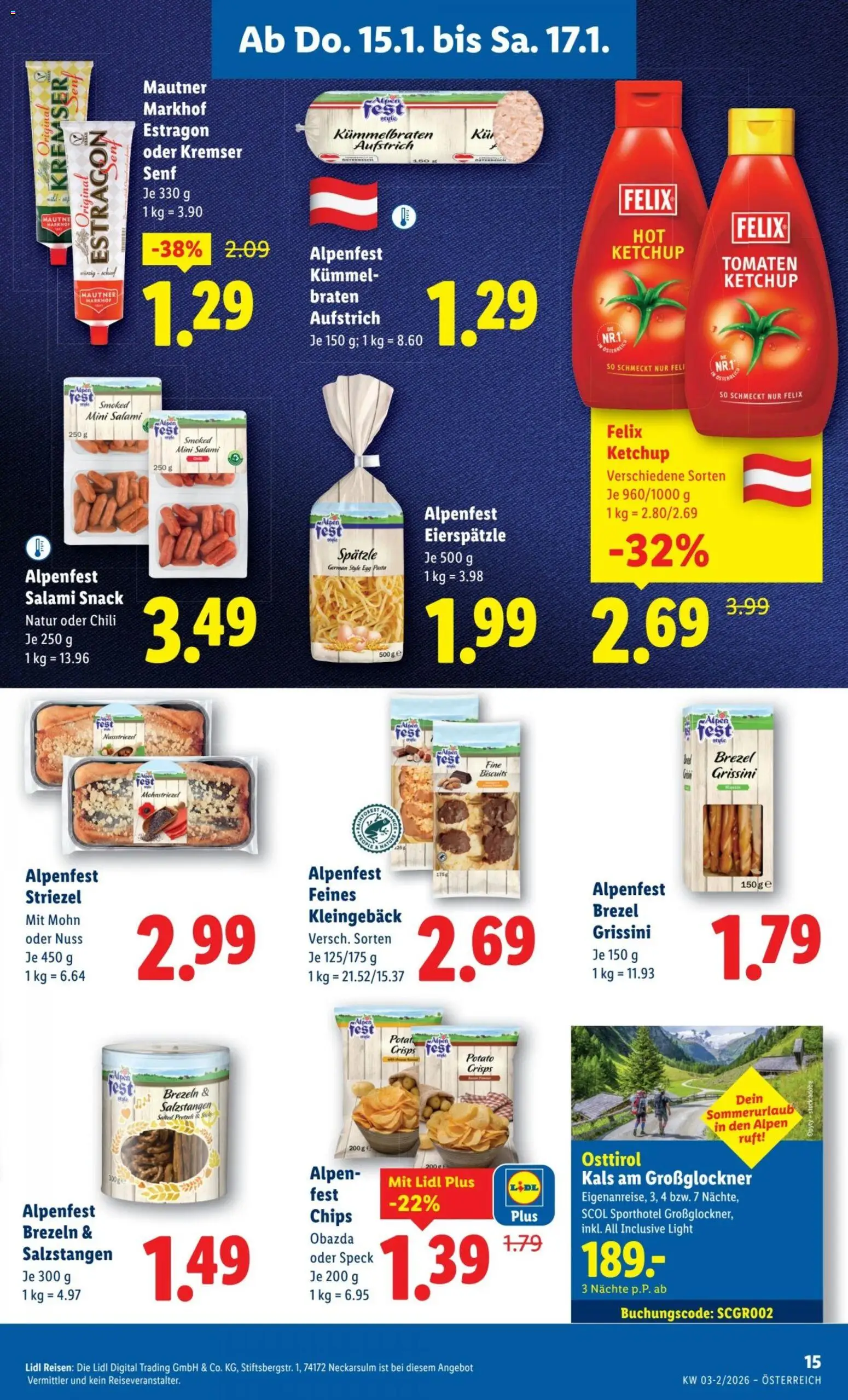 Lidl Flugblatt gültig ab 15.01.2026 | Seite: 12 | Produkte: Chips, Ketchup, Salami, Tomaten