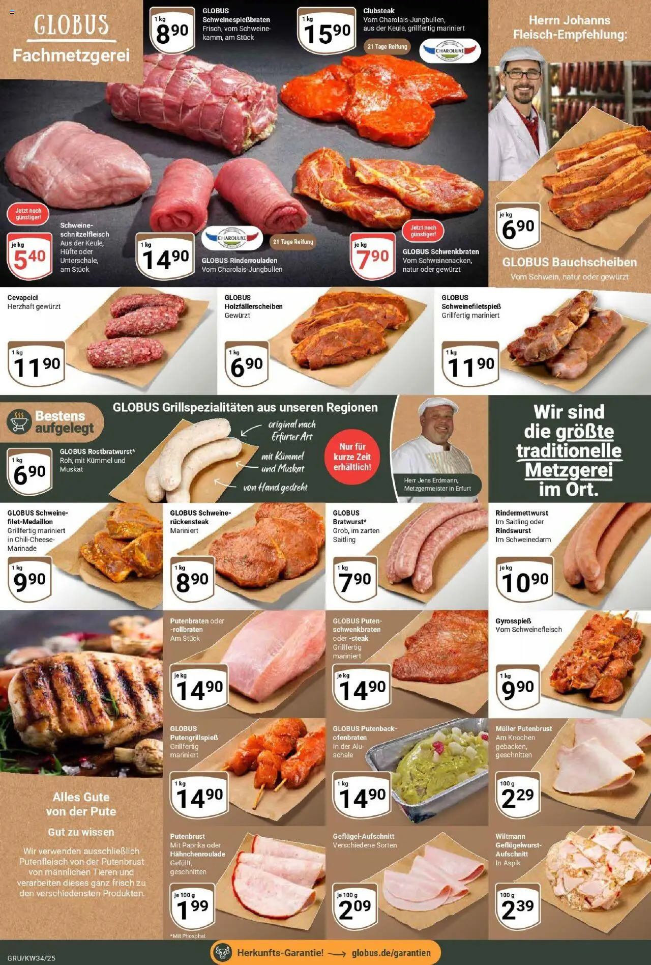 Globus prospekt Grünstadt	 - gültig ab dem 17.08.2025 | Seite: 9 | Produkte: Pute, Cevapcici, Paprika, Steak