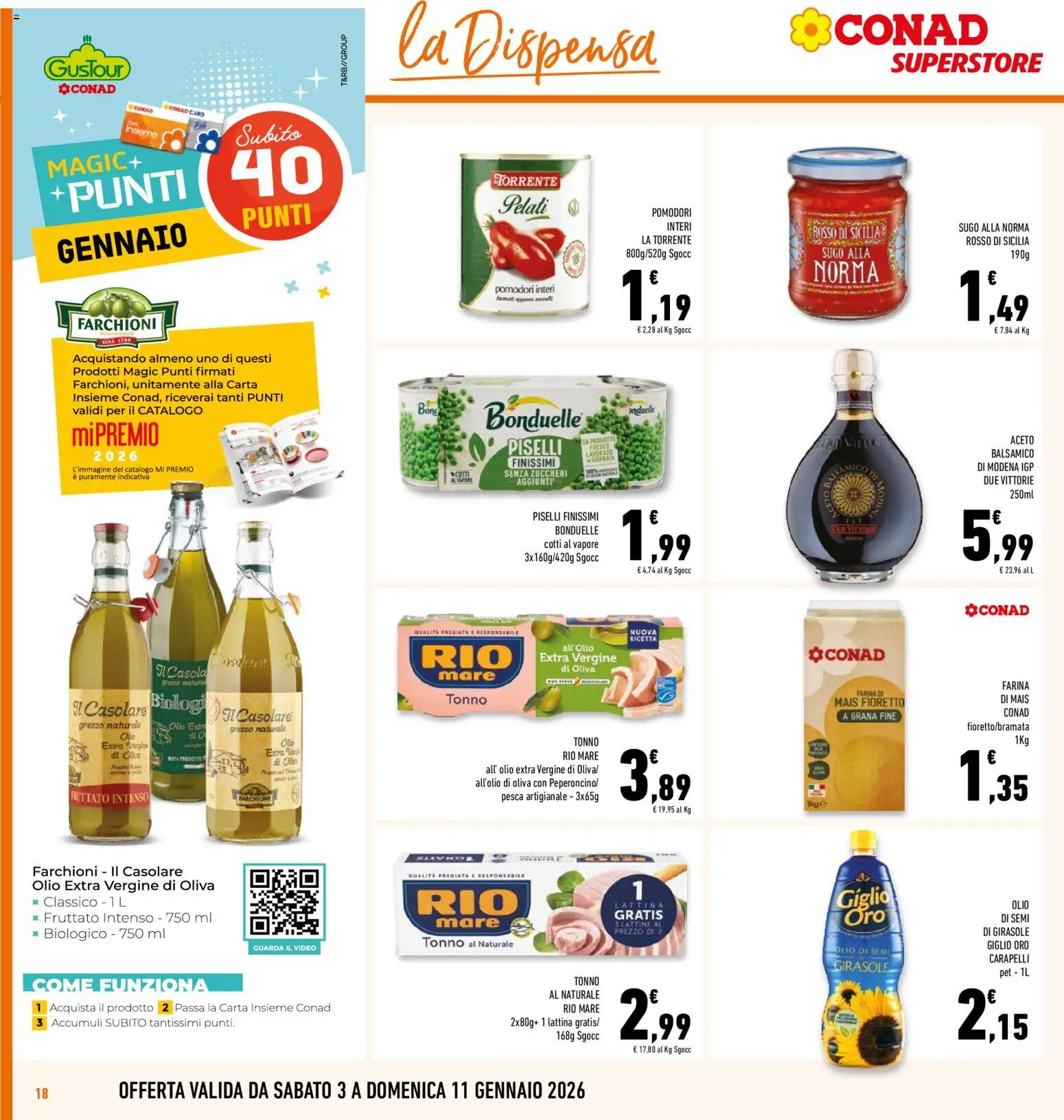 Volantino Conad del 03.01.2026 | Pagina: 18 | Prodotti: Pesca, Tonno al naturale, Mais, Sugo