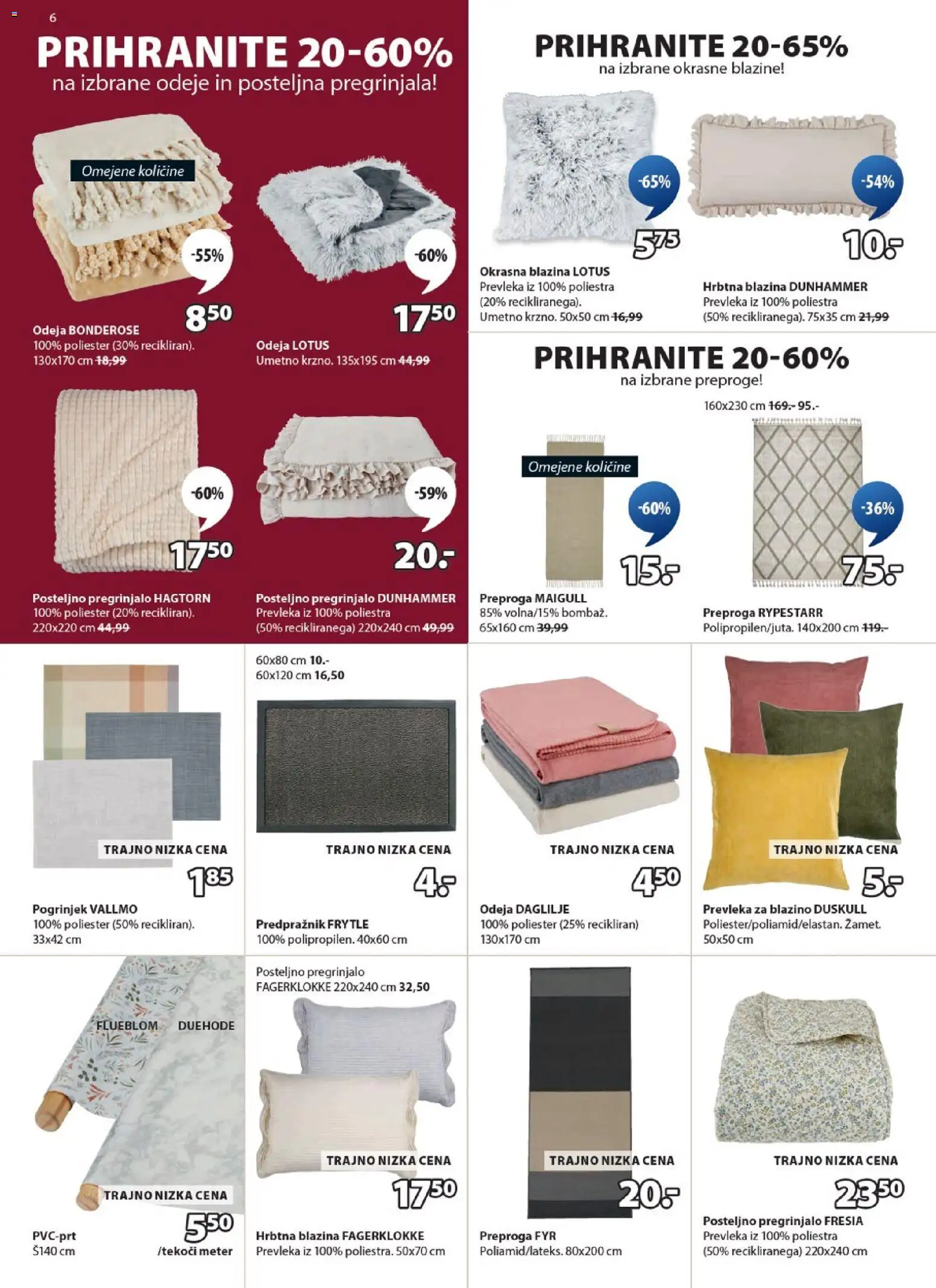 Novi JYSK katalog ponudbe – veljaven od 17.12.2025 | Stran: 6 | Izdelki: Prevleka, Pogrinjek, Preproga, Predpraznik