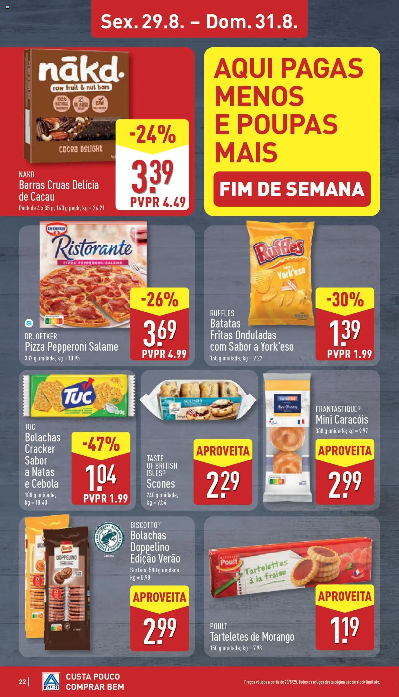 Aldi folheto │ válido de 25.08.2025 | Página: 22 | Produtos: Bolachas, Cebola, Salame, Natas