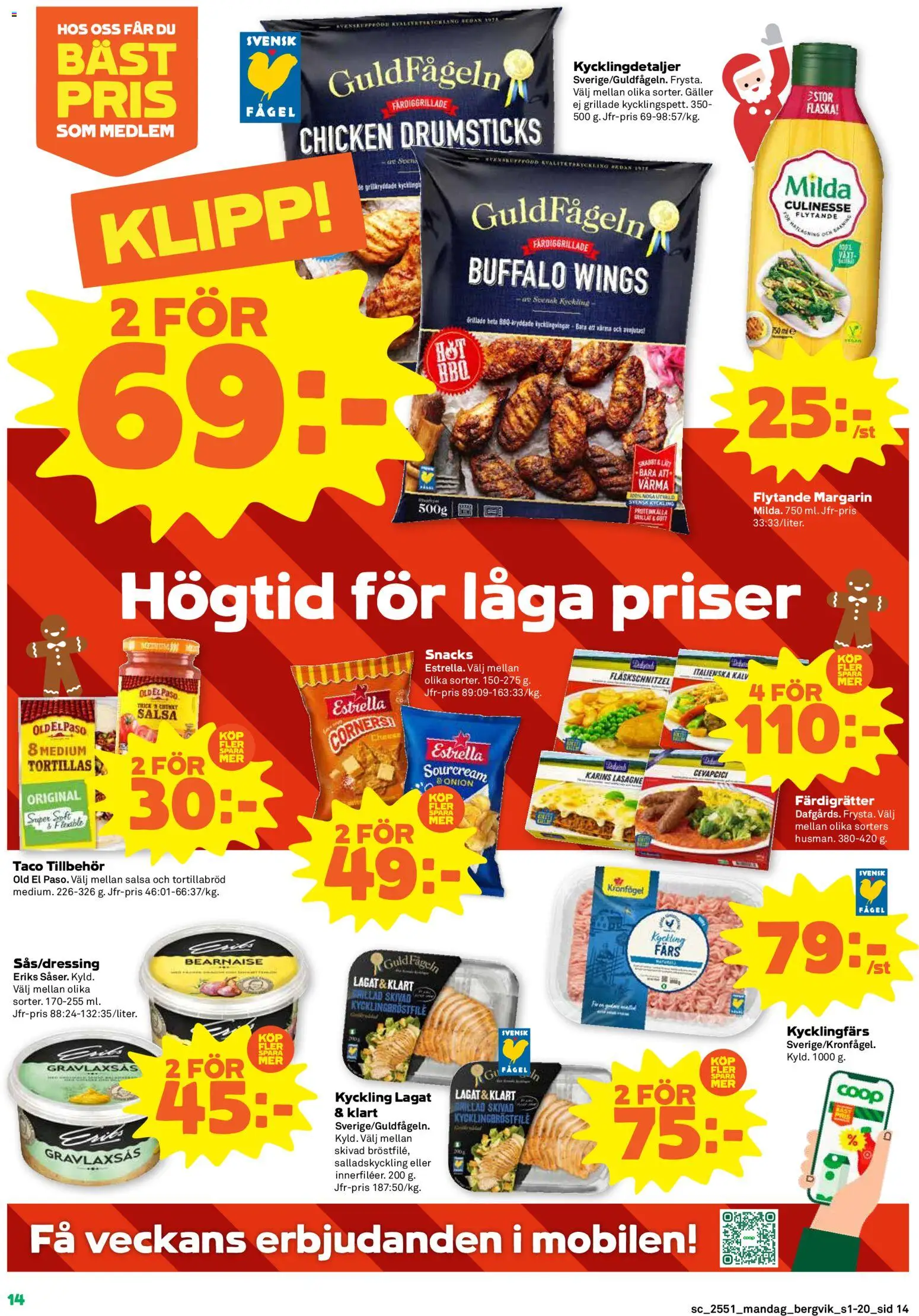 Stora Coop reklamblad aktuell från 15.12.2025 | Sida: 14 | Produkter: Salsa, Galler, Margarin