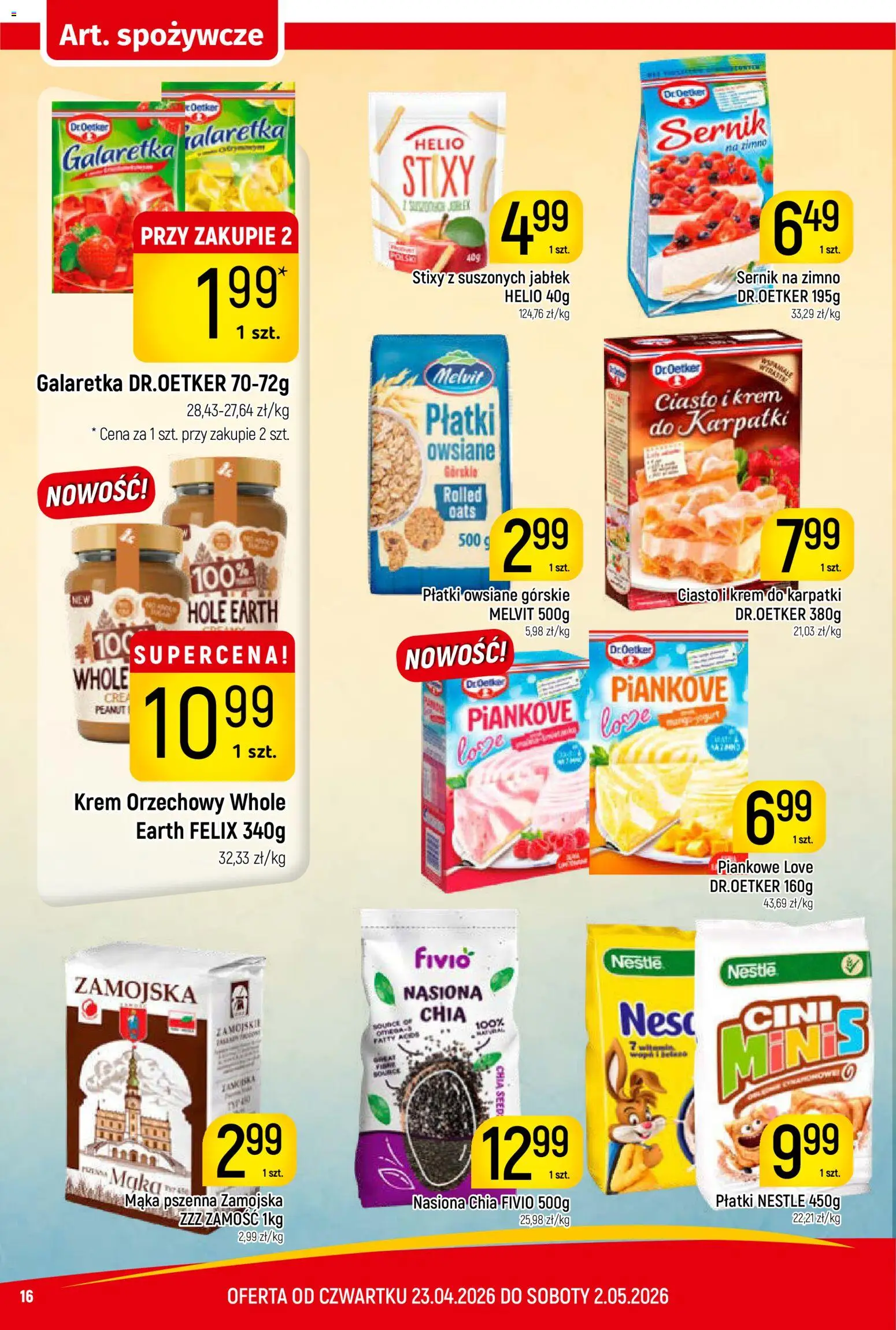 Piotruś Pan gazetka od 23.04.2026 | Strona: 16 | Produkty: Płatki owsiane, Krem orzechowy, Nasiona, Krem
