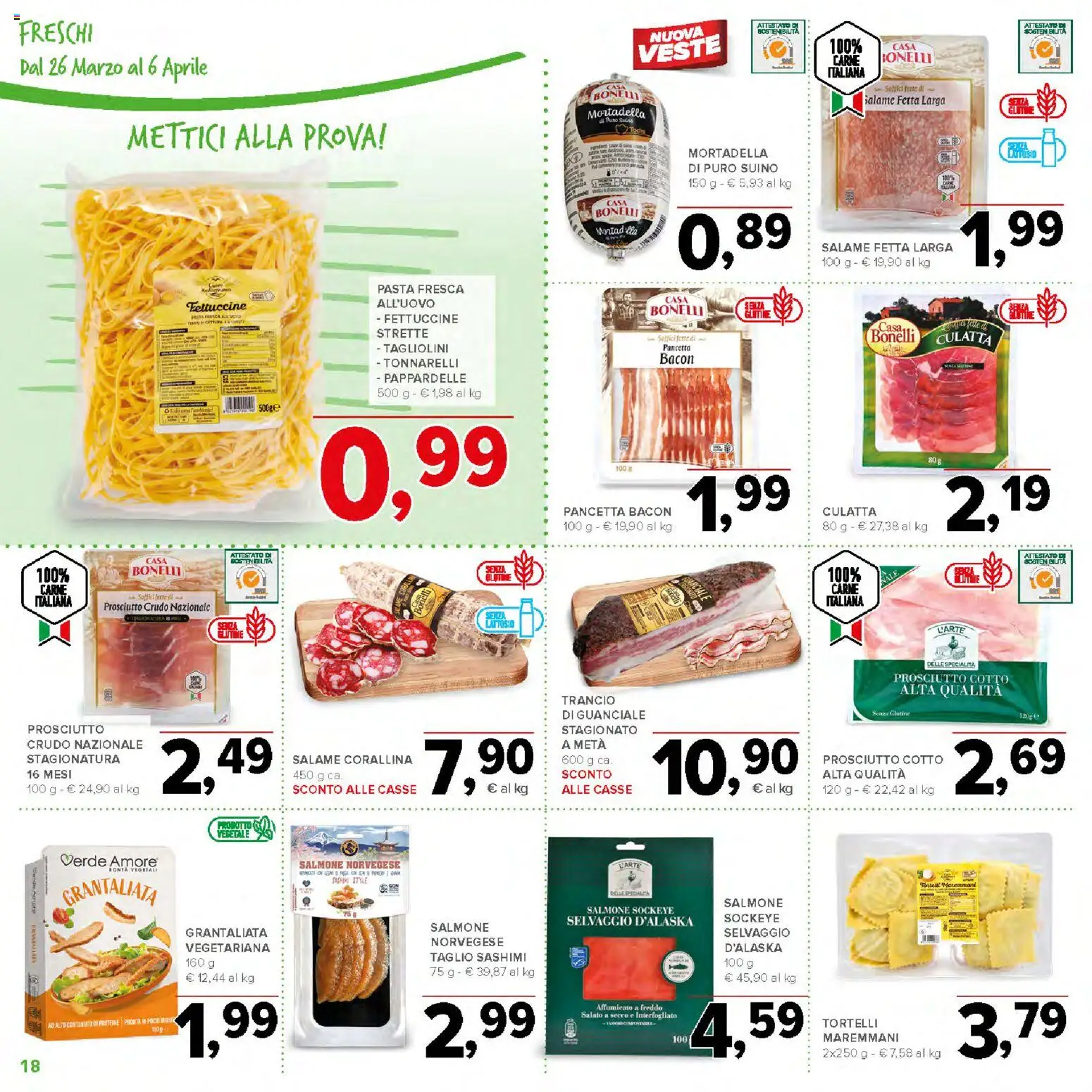 Volantino Todis del 26.03.2026 | Pagina: 18 | Prodotti: Prosciutto Cotto, Pasta, Mortadella, Guanciale