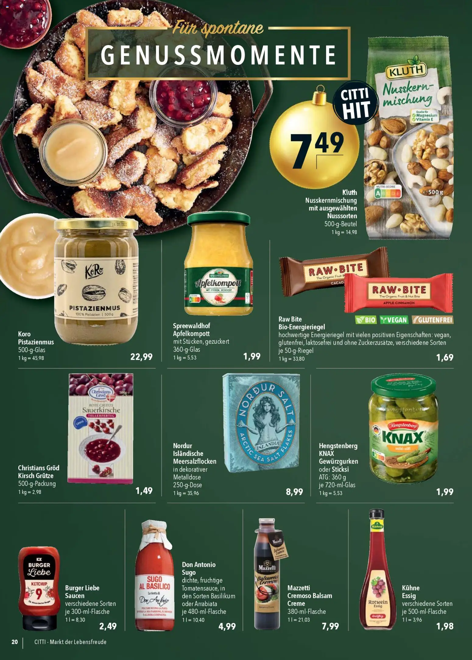CITTI Markt Prospekt 	 – gültig ab 03.12.2025 | Seite: 20 | Produkte: Burger, Pistazien, Apple, Ketchup