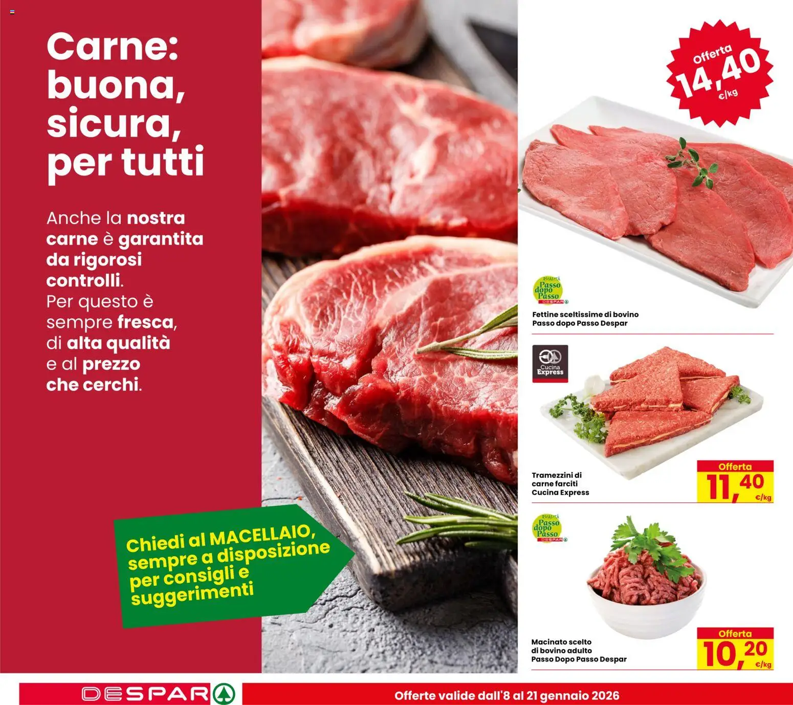 Volantino Despar del 08.01.2026 | Pagina: 8 | Prodotti: Bovino, Macinato