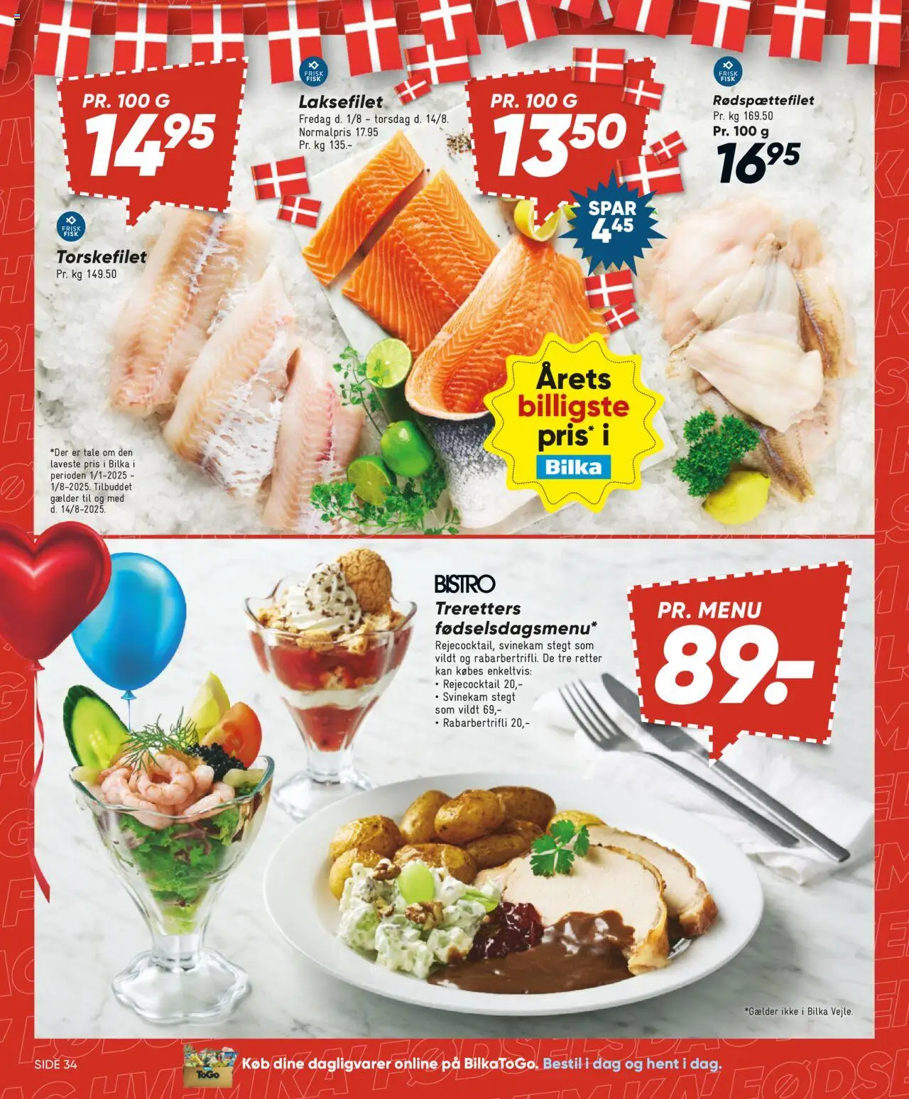 Bilka Tilbudsavis gyldig fra 01.08.2025 | Side: 34 | Produkter: Fisk, Søm, Torskefilet