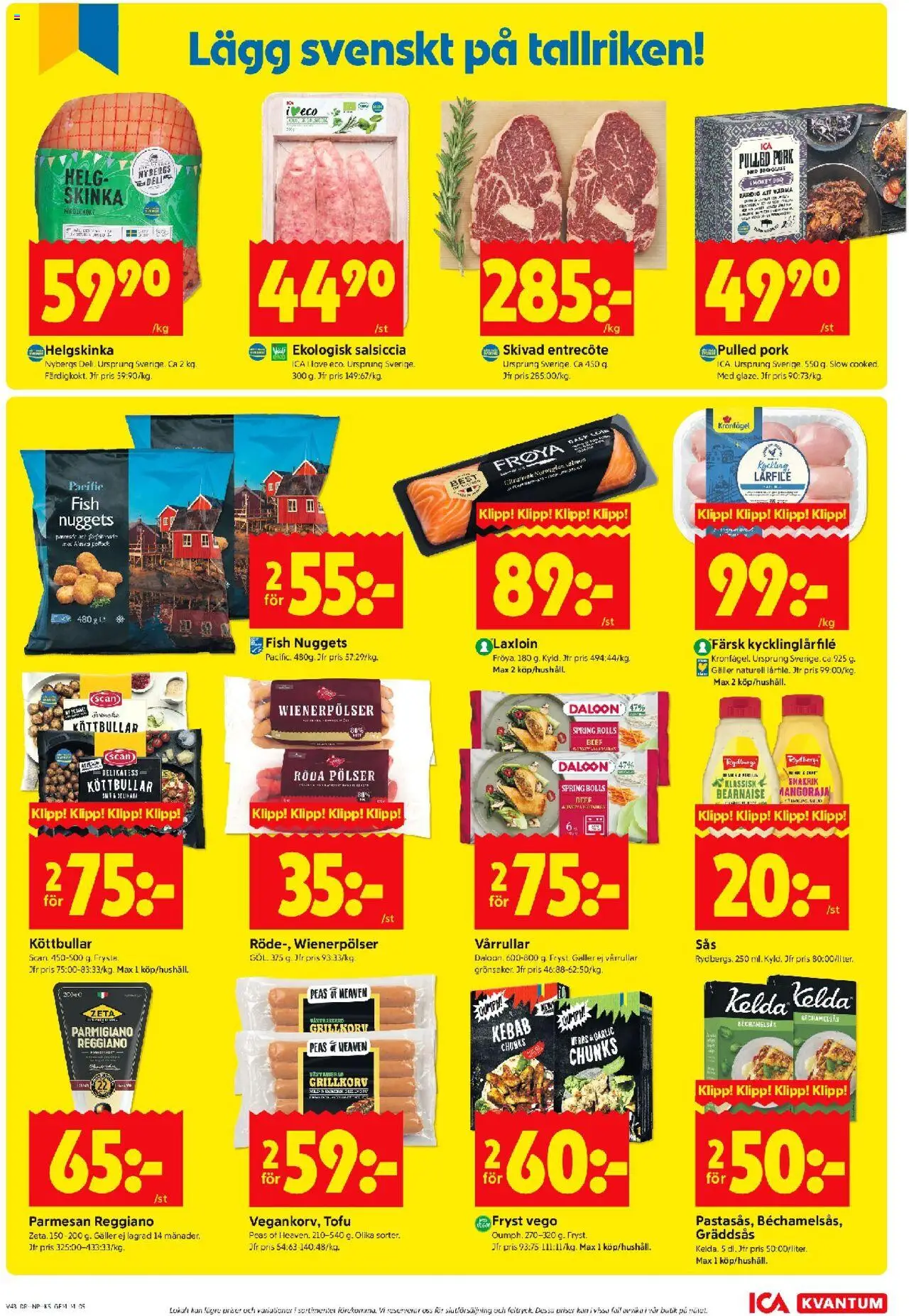 ICA Kvantum reklamblad aktuell från 20.10.2025 | Sida: 5 | Produkter: Köttbullar, Galler, Grillkorv, Skinka