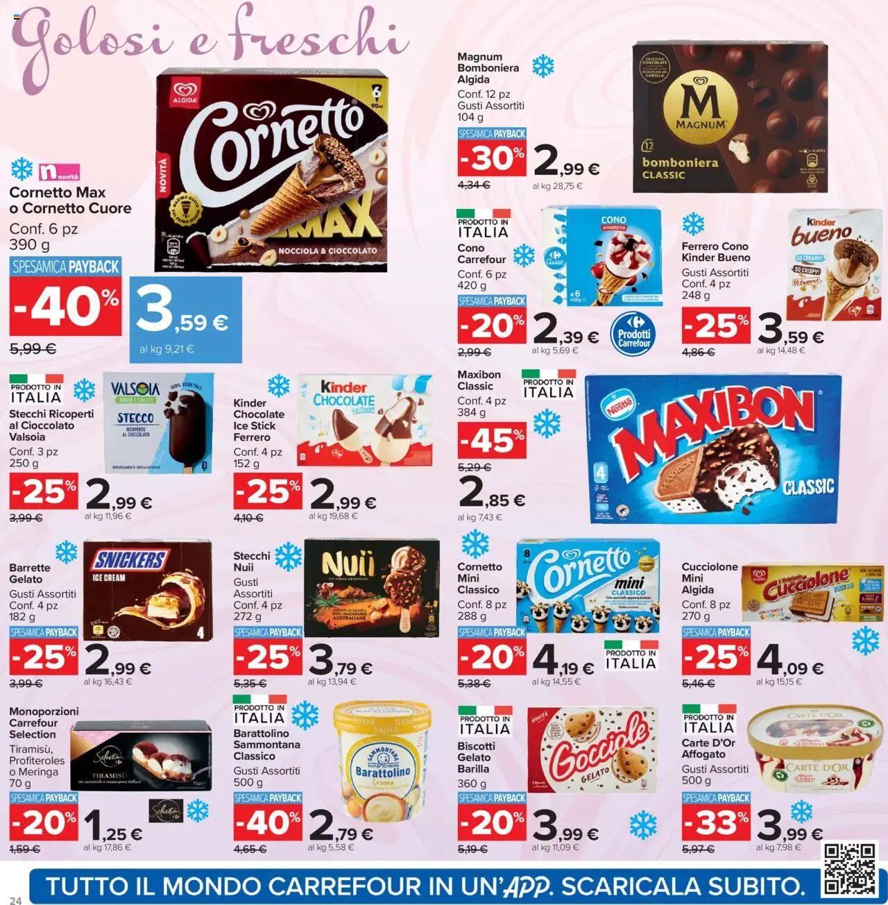 Volantino Carrefour del 15.09.2025 | Pagina: 24 | Prodotti: Cioccolato, Cornetto, Biscotti, Amarena