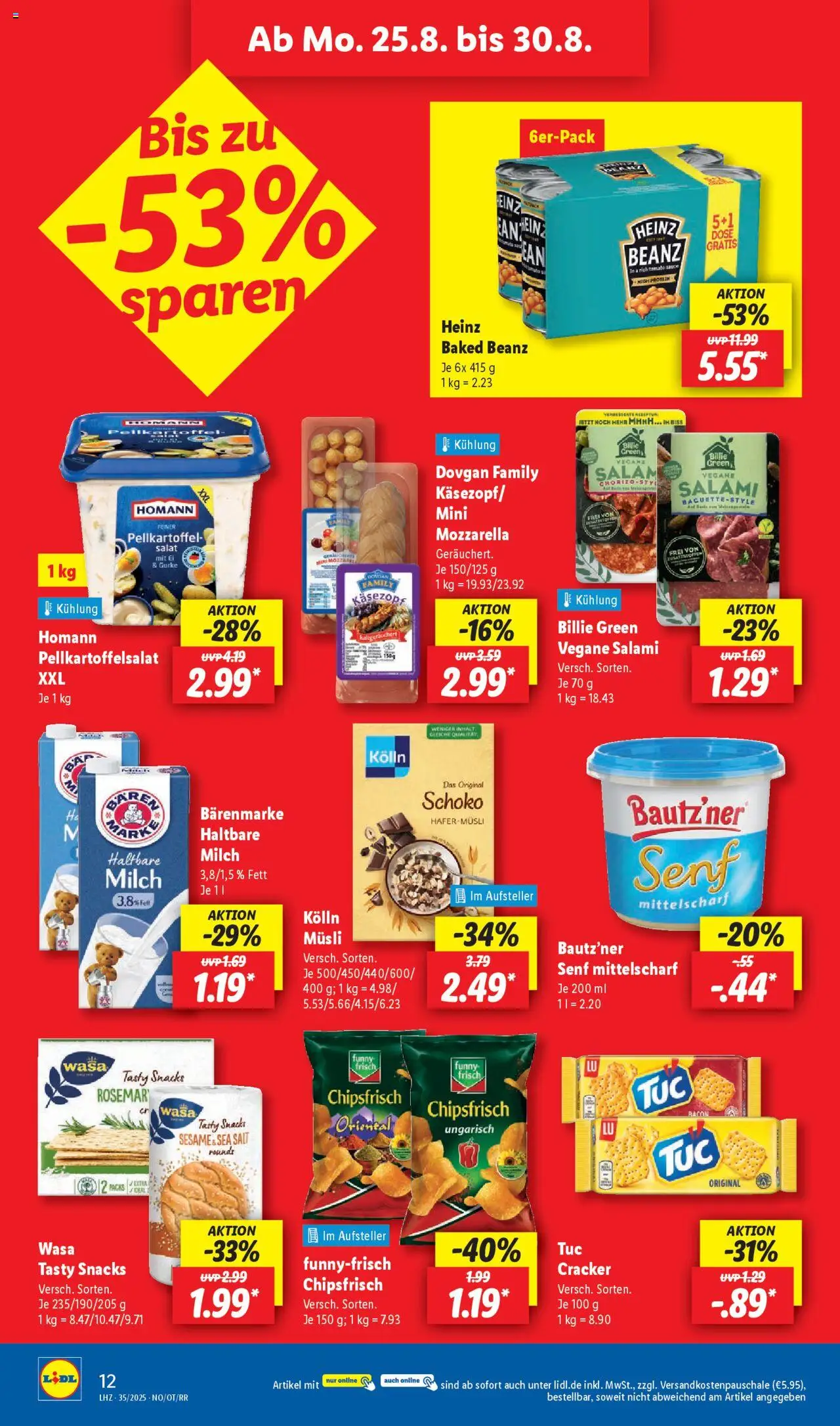 Lidl Prospekt Brakel - gültig ab dem 25.08.2025 | Seite: 18 | Produkte: Milch, Mozzarella, Funny frisch, Salat