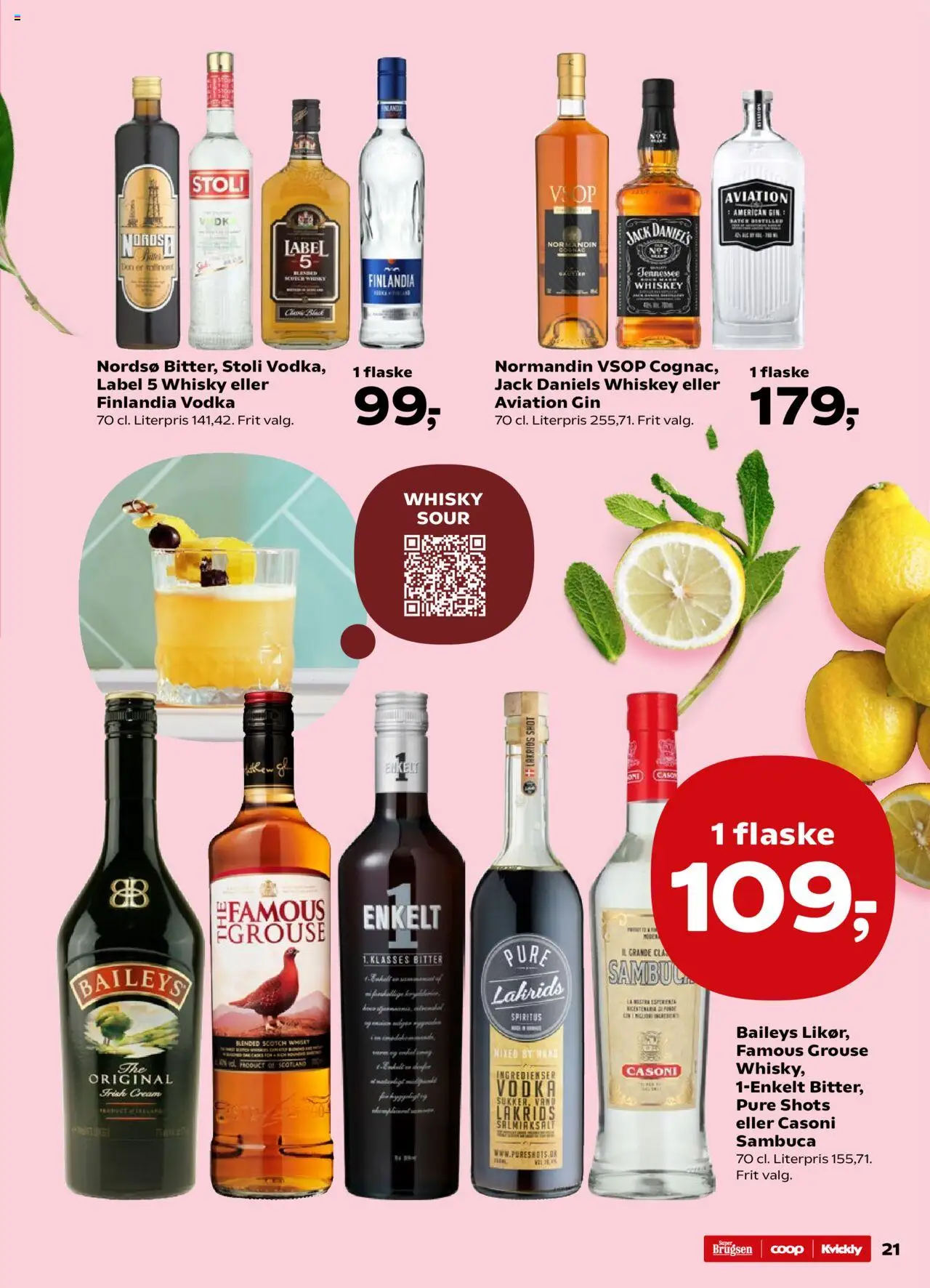 Super Brugsen Tilbudsavis gyldig fra 06.06.2025 | Side: 21 | Produkter: Amendoins, Gin, Vodka, Whisky