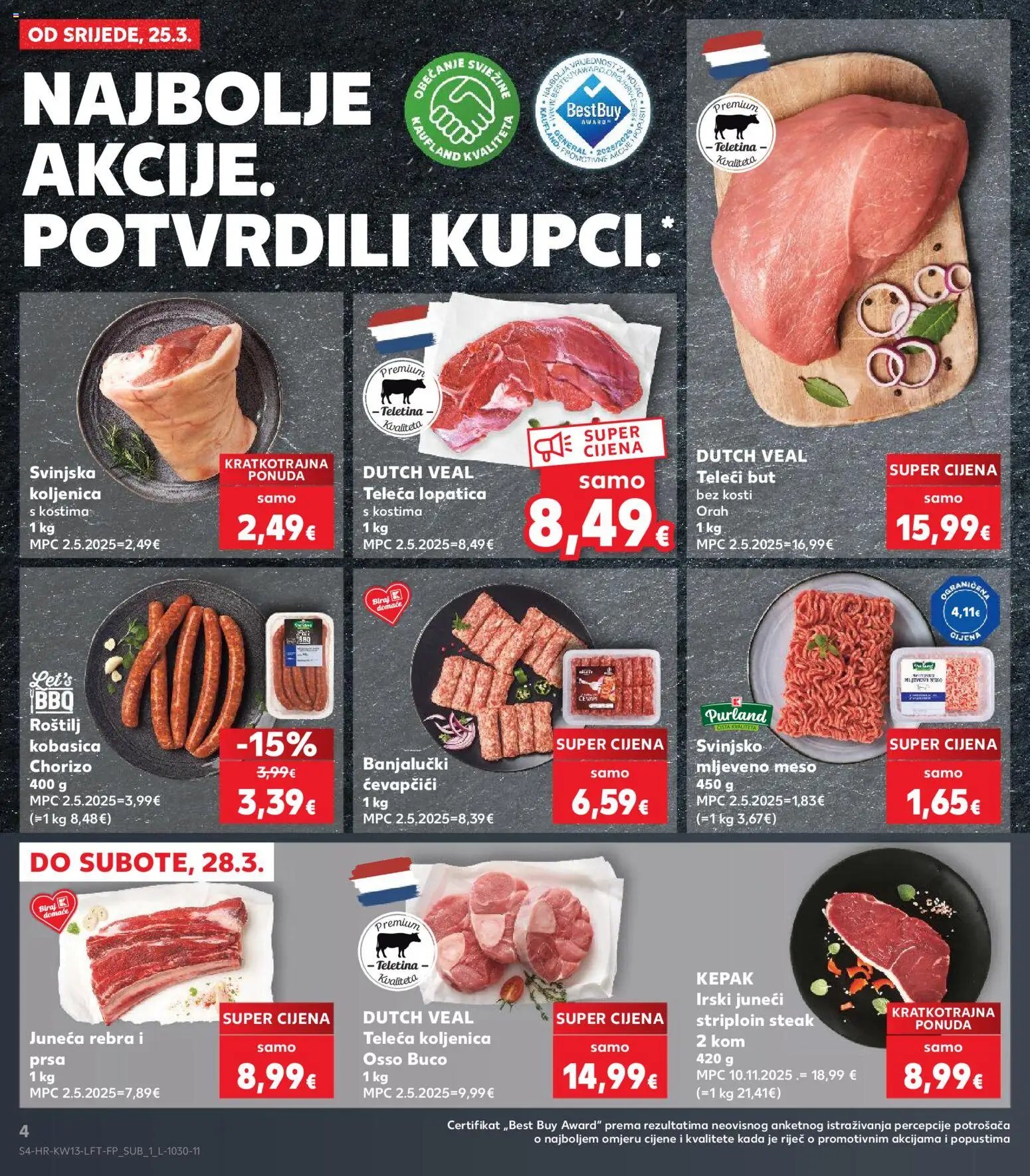 Kaufland katalog | vrijedi od 25.03.2026 | Stranica: 4 | Proizvodi: Mljeveno meso, Ćevapčići, Lopatica, Orah