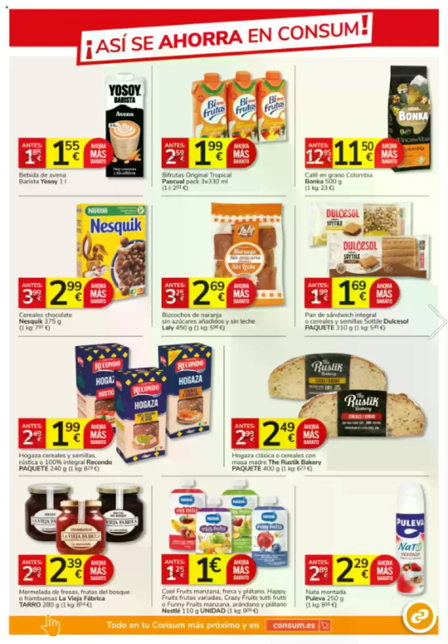 Consum folleto │ válido desde el 26.02.2026 | Página: 3 | Productos: Leche, Pan, Bebida de avena, Café en grano