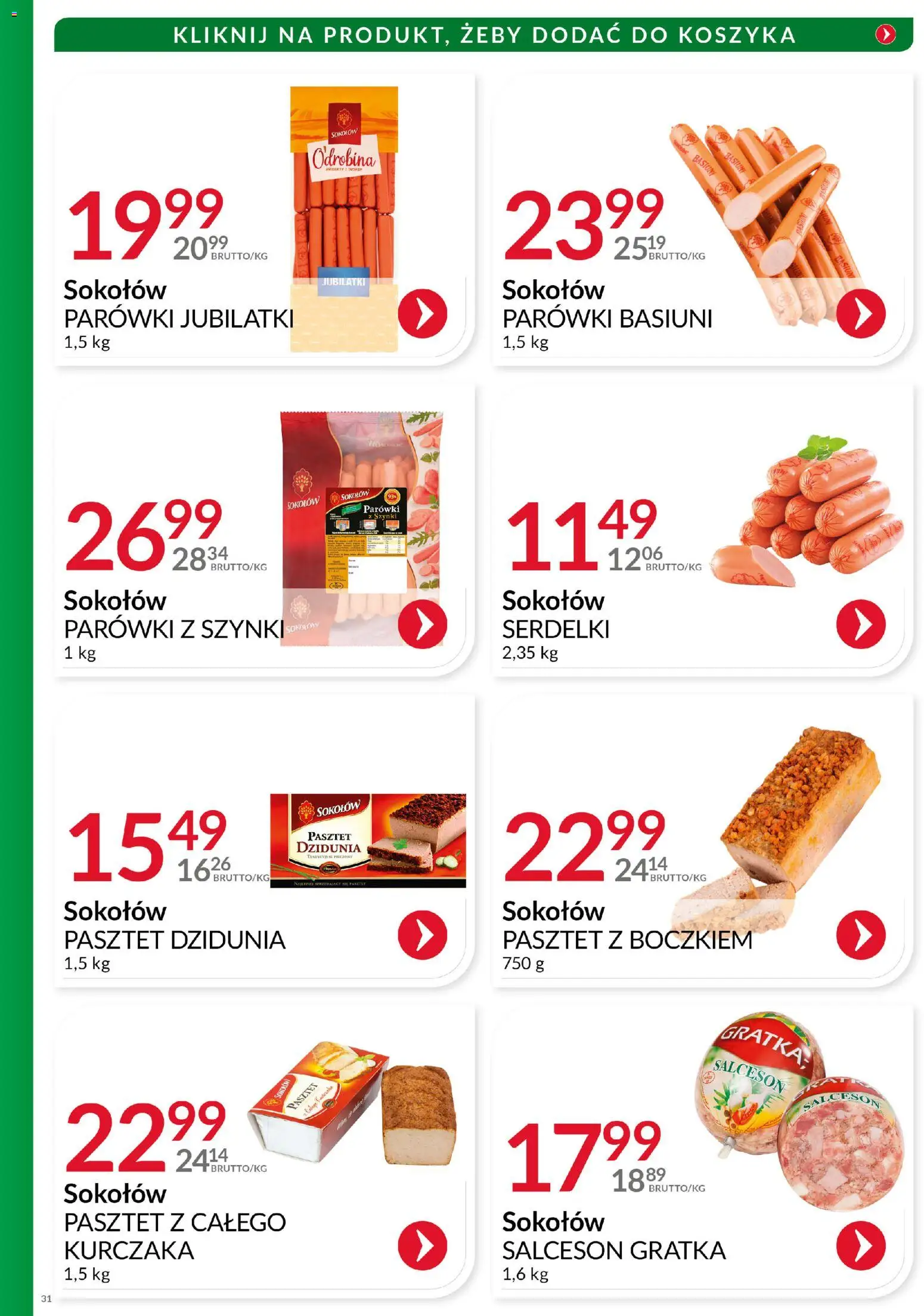 Eurocash Gazetka - Katalog Wędlin od 01.12.2025 | Strona: 31 | Produkty: Parówki z szynki, Parówki