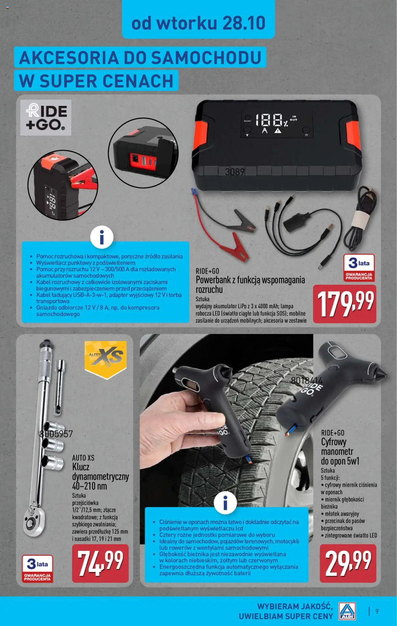 Aldi Gazetka - Artykuły przemysłowe i tekstylia od 27.10.2025 | Strona: 9 | Produkty: Kabel, Złącze, Adapter, Lampa