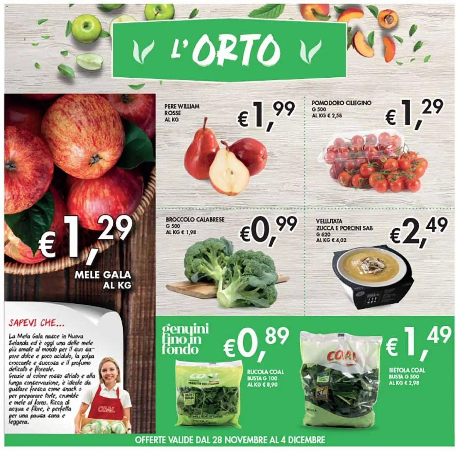 Volantino Coal del 28.11.2025 | Pagina: 2 | Prodotti: Mele, Rucola, Acqua, Zucca