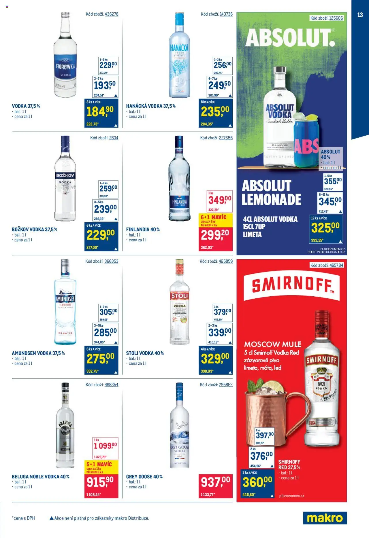Makro leták - Bar od 08.10.2025 | Strana: 13 | Produkty: Hanácká vodka, Vodka, Božkov, LED
