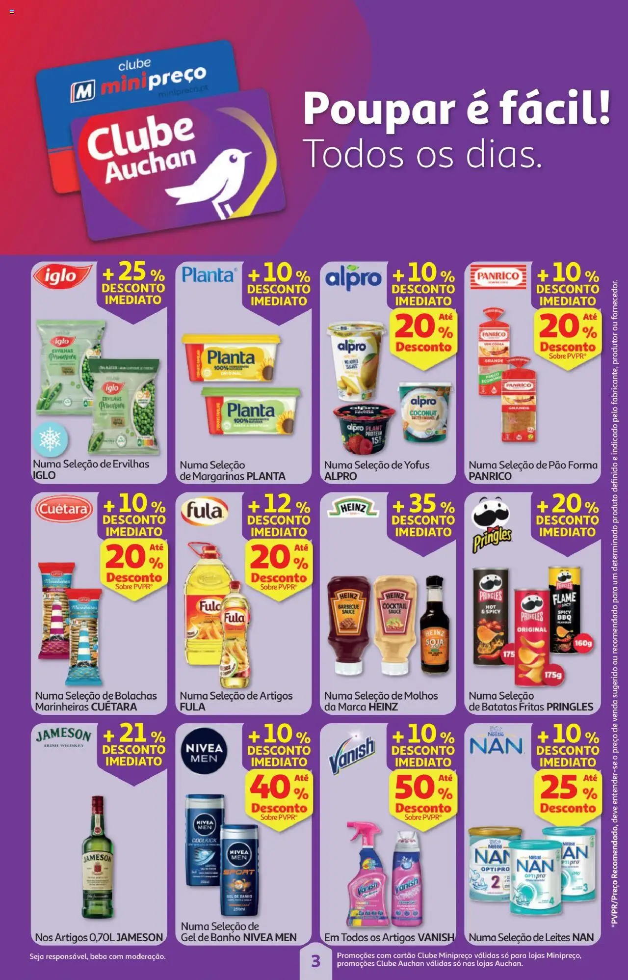 Minipreço folheto │ válido de 07.08.2025 | Página: 3 | Produtos: Soja, Bolachas, Gel de banho, Batatas fritas