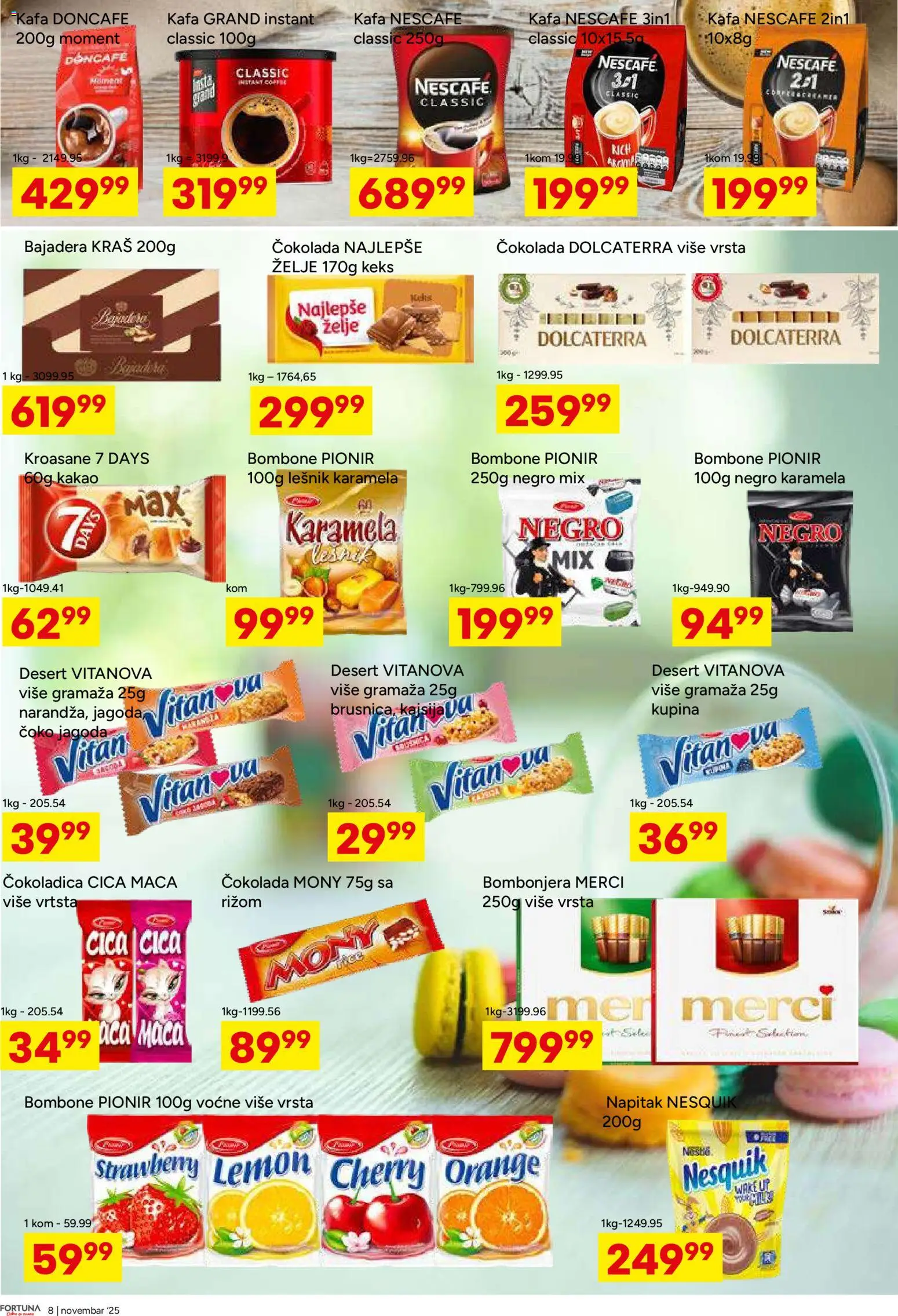 Fortuna Market katalog - važi od 12.11.2025 | Strana: 8 | Proizvode: Instant kafa, Kupina, Kafa, Nescafé