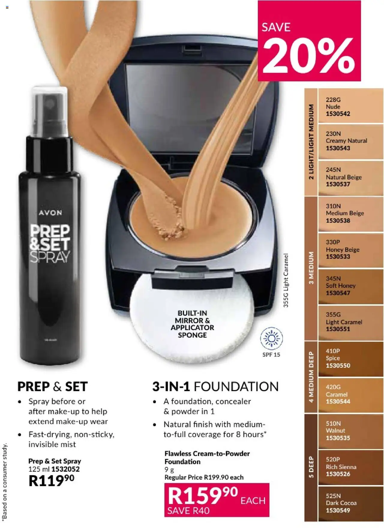 AVON Catalogue  │ valid from 01.08.2025 | Page: 47 | Products: Light, Concealer, Powder, Caramel