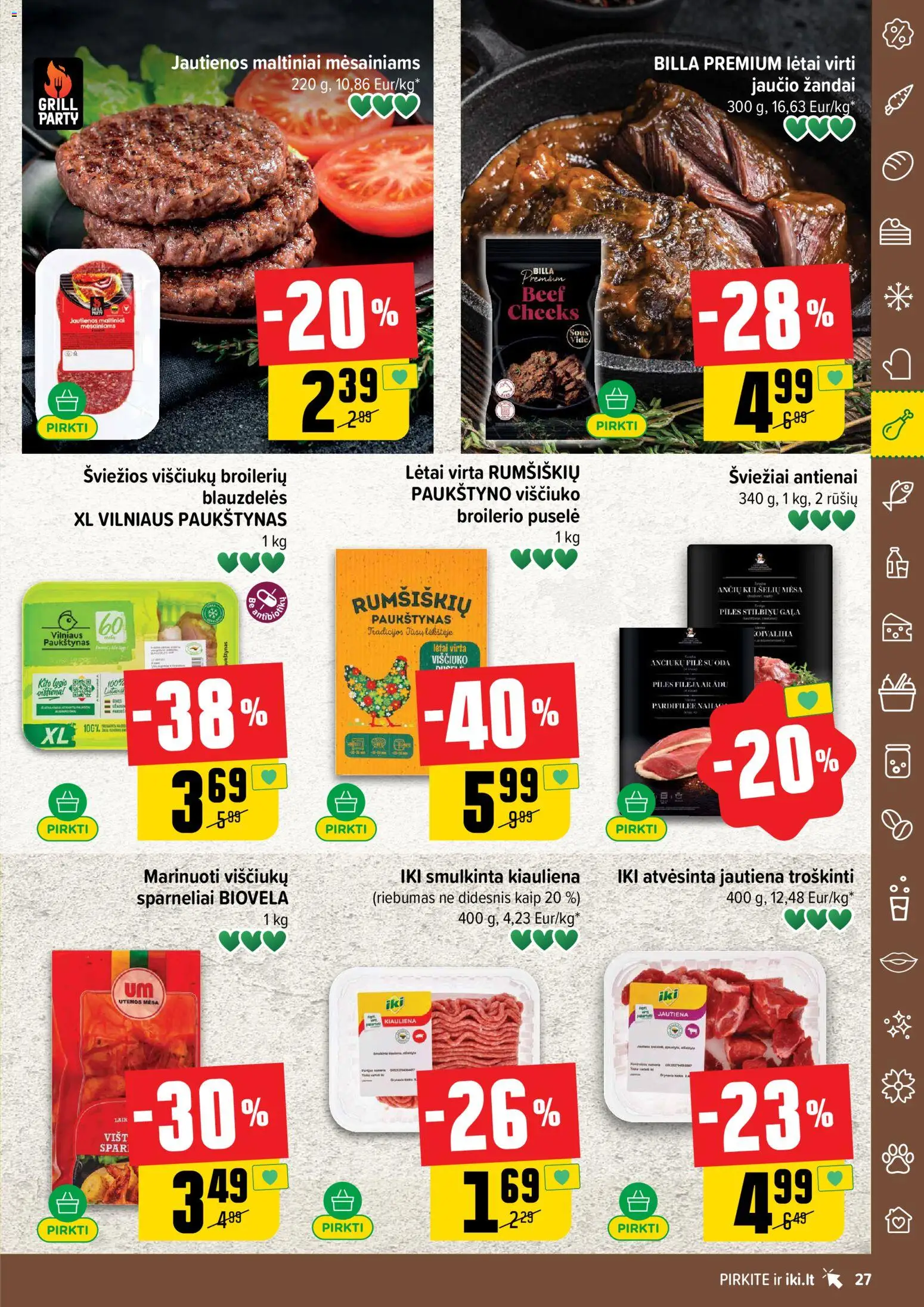 IKI akcijos nuo 16.02.2026 | Puslapis: 27 | Prekių: Jautienos, Kiauliena, Jautiena