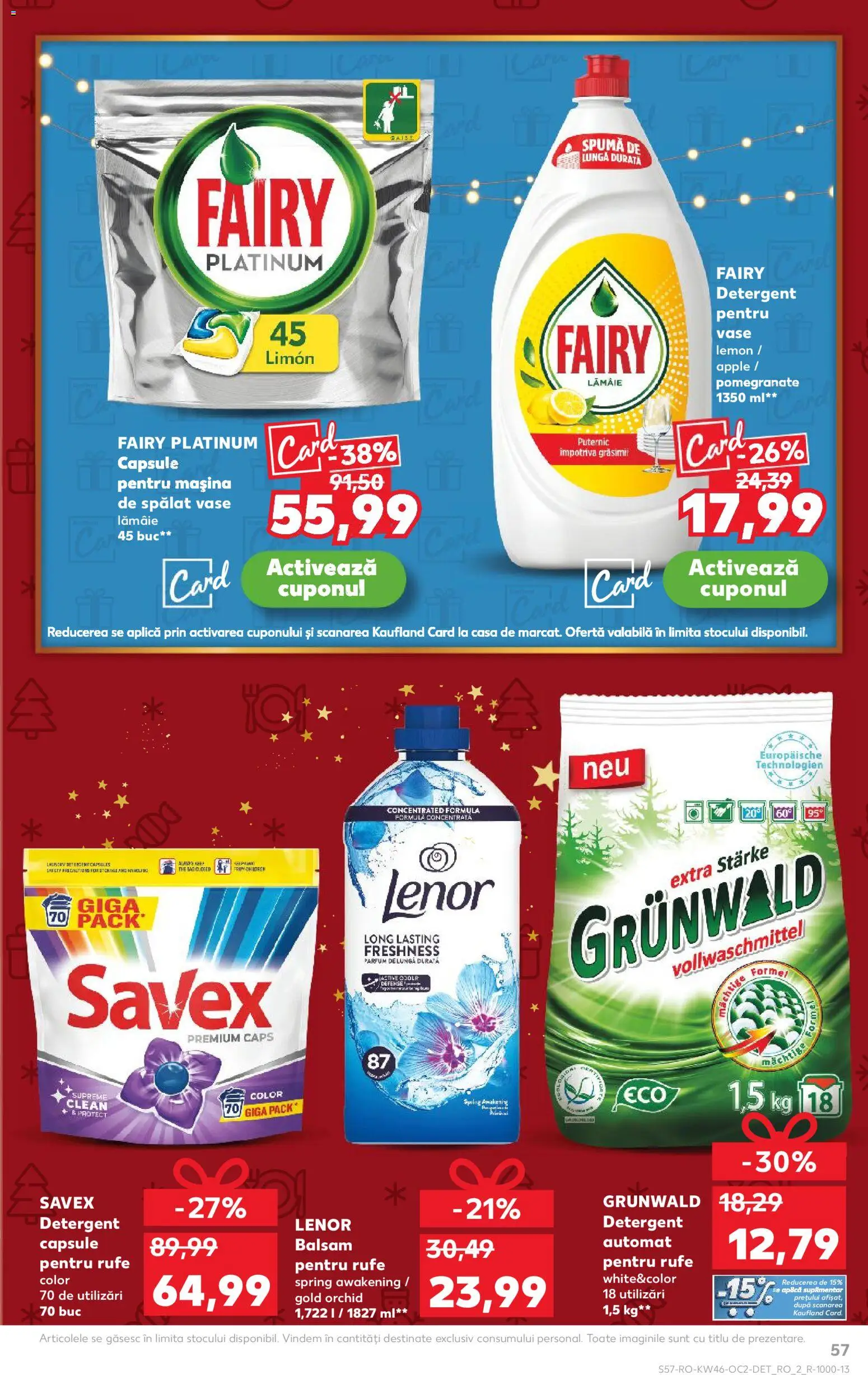 Noul catalog Kaufland – valabil de la 12.11.2025 | Pagină: 57 | Produse: Mașină De Spălat Vase, Balsam, Yorgan, Capsule pentru mașina de spălat