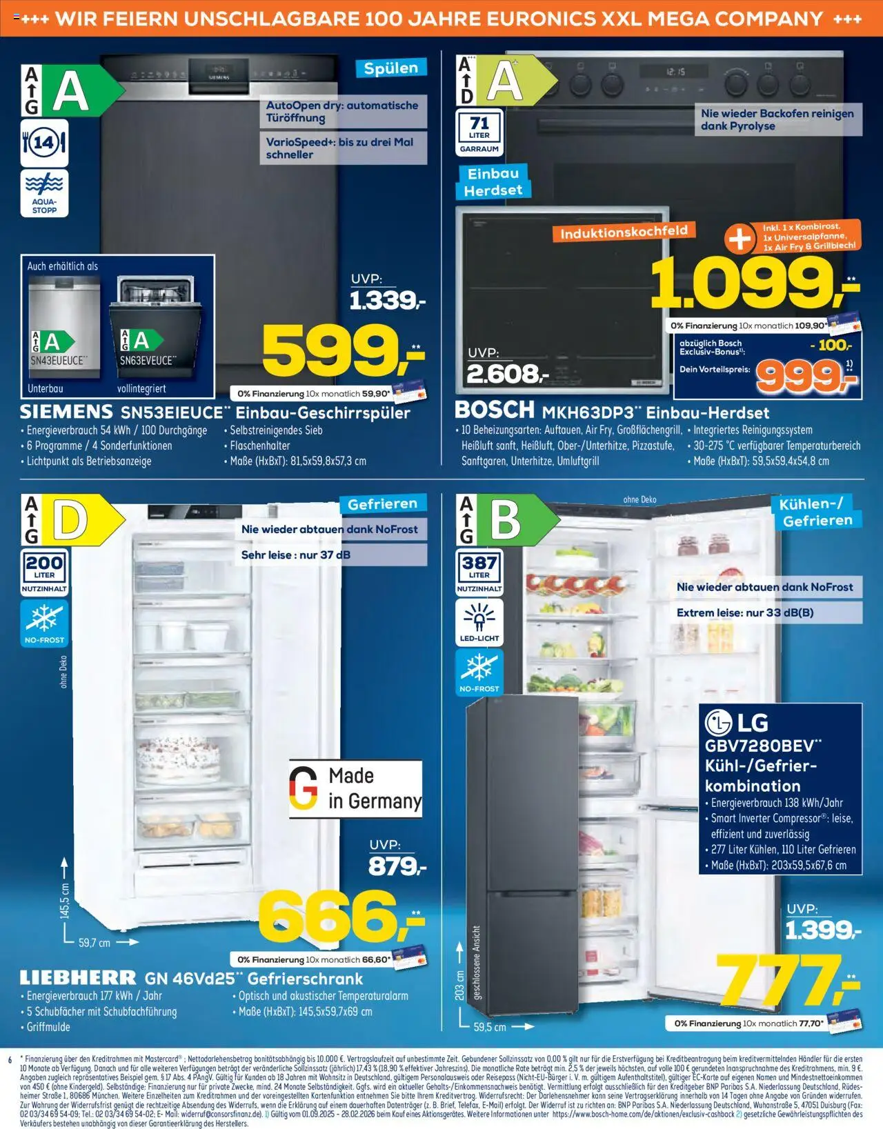 Euronics  Unsere aktuelle Beilage – gültig ab 24.09.2025 | Seite: 6 | Produkte: Liebherr, Siemens, Gefrierschrank, Backofen