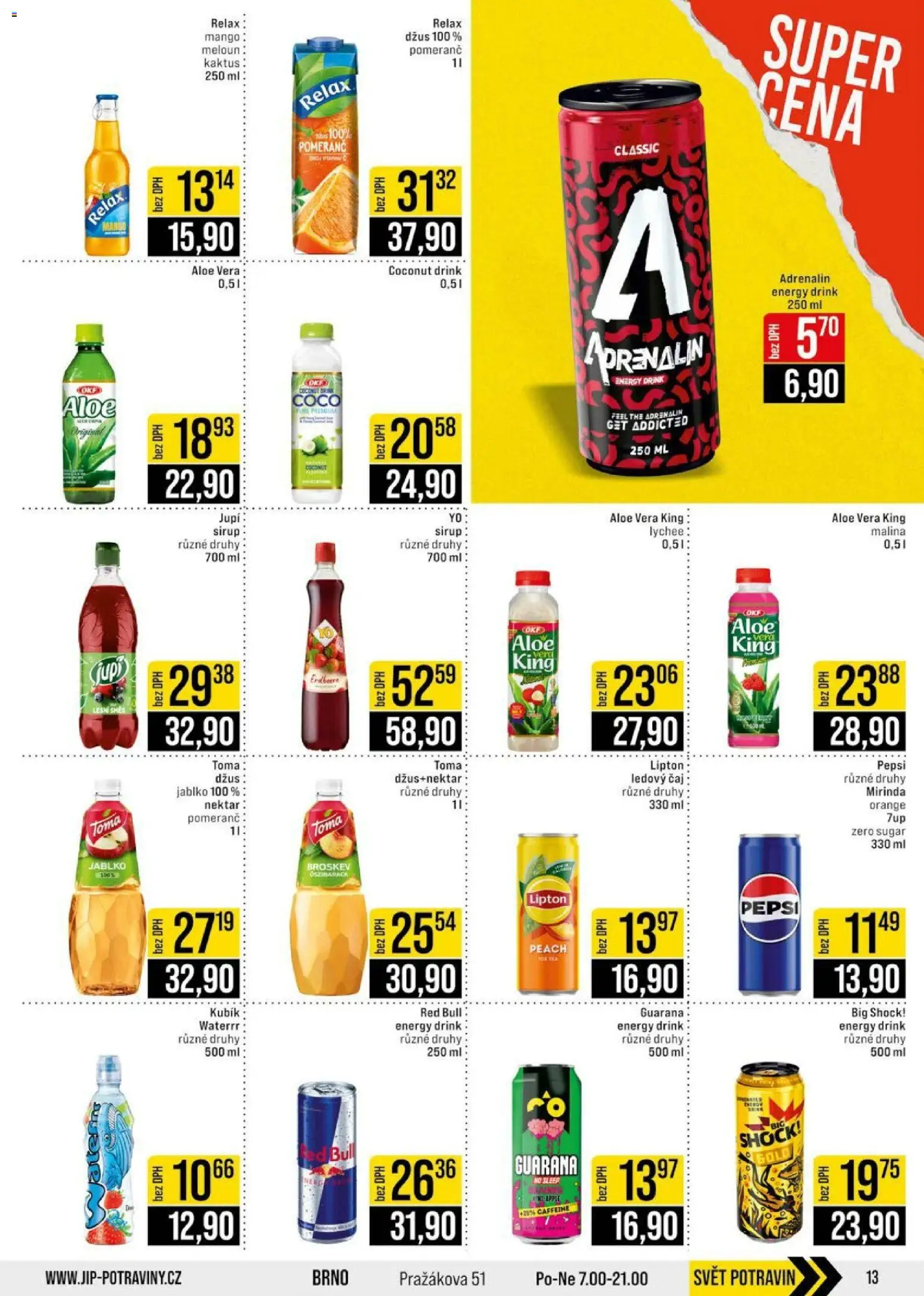 Jip leták - Cash & Carry od 01.04.2026 | Strana: 13 | Produkty: Meloun, Džus, Aloe vera, Big Shock