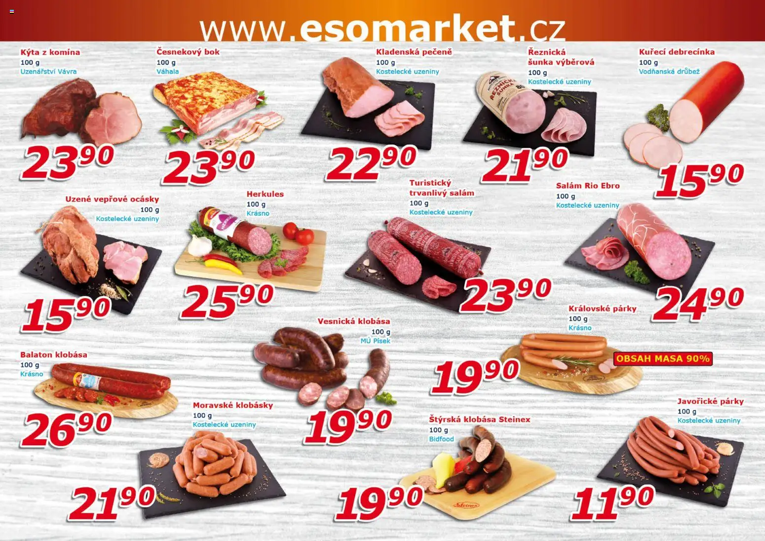 Eso market leták od 18.02.2026 | Strana: 2 | Produkty: Salám, Klobása, Klobásky, Kýta