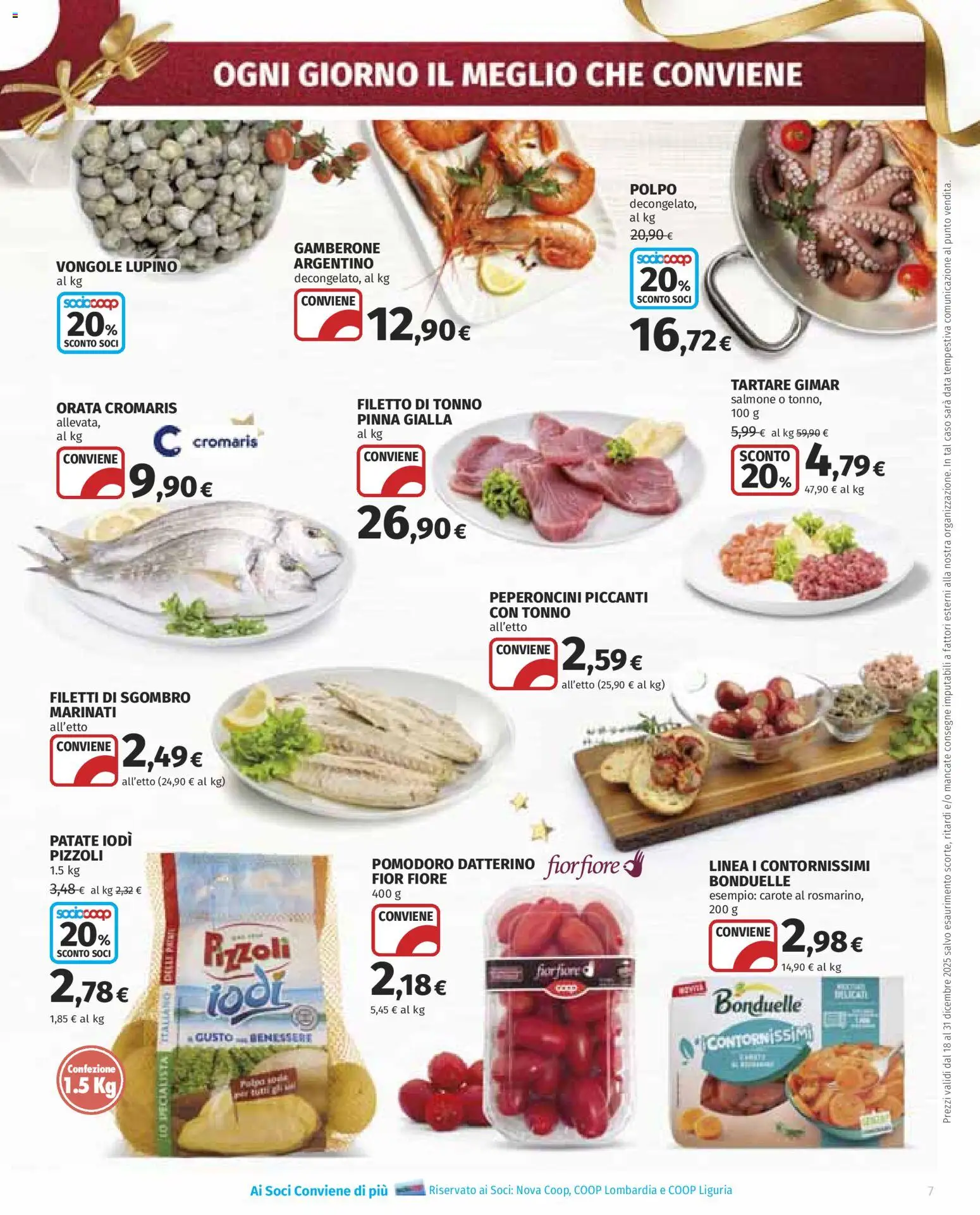 Volantino COOP del 18.12.2025 | Pagina: 7 | Prodotti: Salmone, Vongole, Data, Tonno