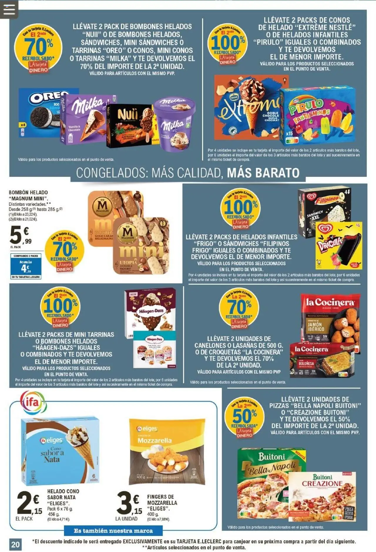 E.Leclerc folleto │ válido desde el 13.08.2025 | Página: 20 | Productos: Chocolate, Jamón, Croquetas, Canelones