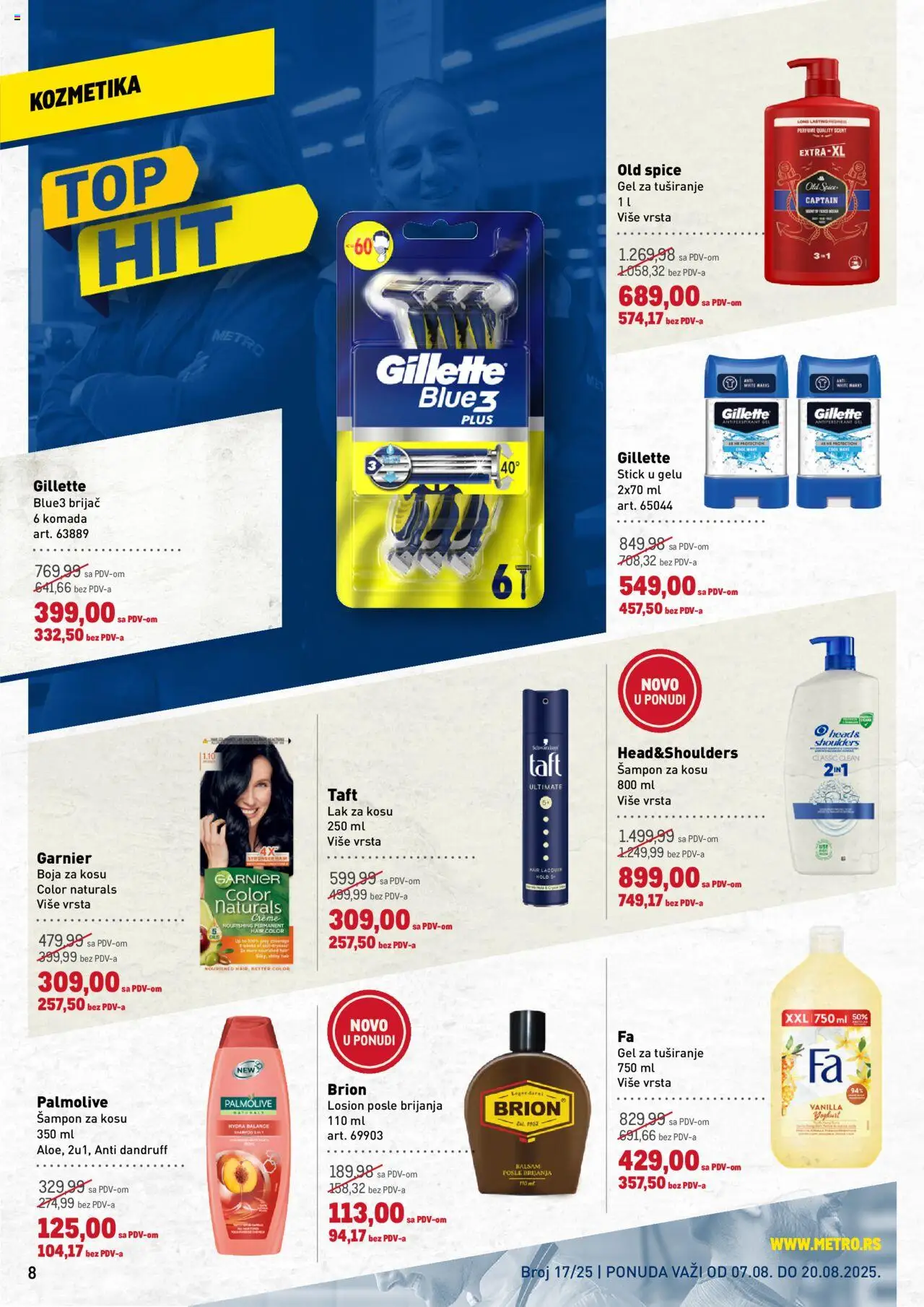 Metro katalog - važi od 07.08.2025 | Strana: 8 | Proizvode: Gillette, Brijač, Losion posle brijanja, Gel za tuširanje