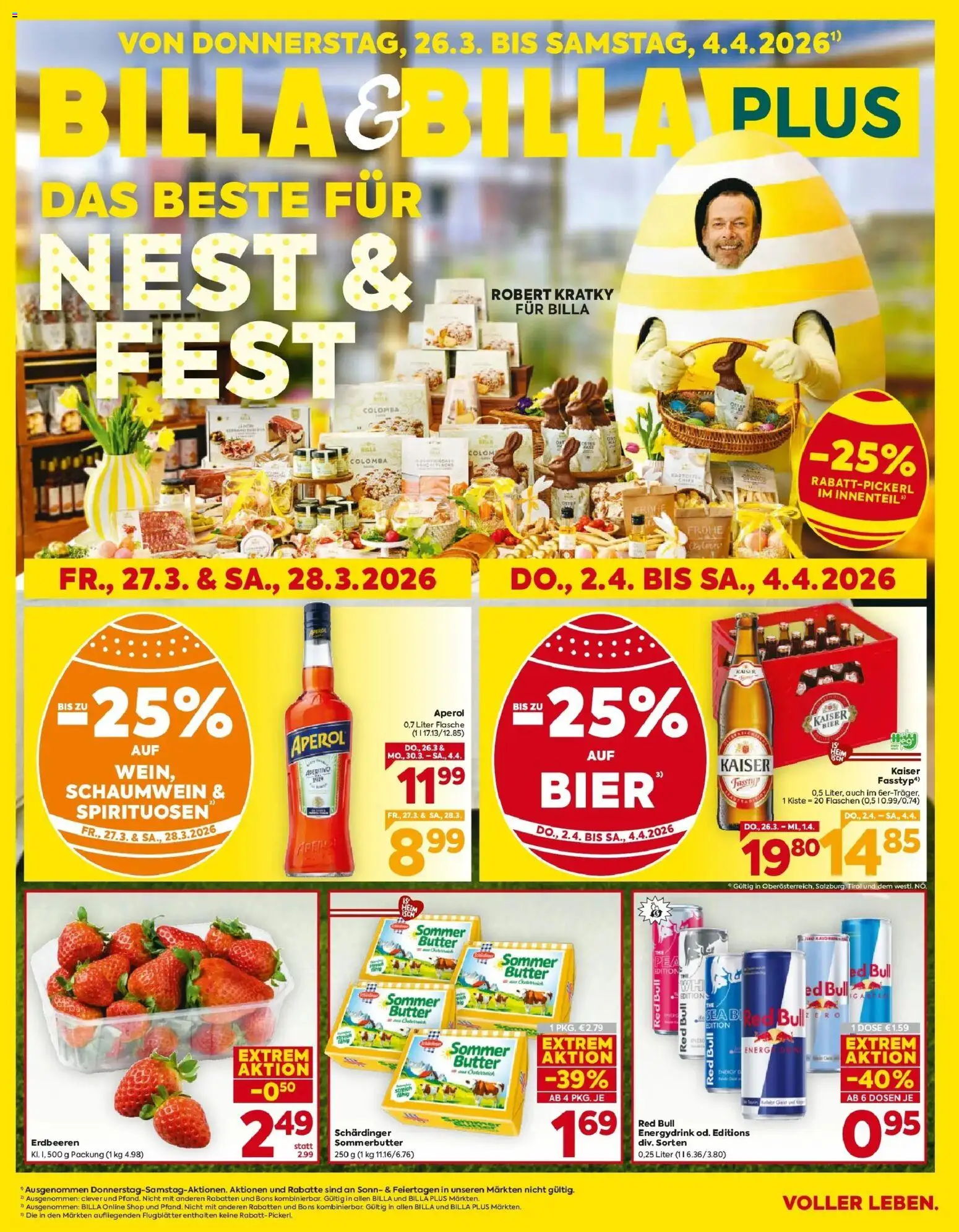 Billa Flugblatt - Amstetten, Neufurth gültig ab 26.03.2026 | Seite: 1 | Produkte: Erdbeeren, Butter, Bier