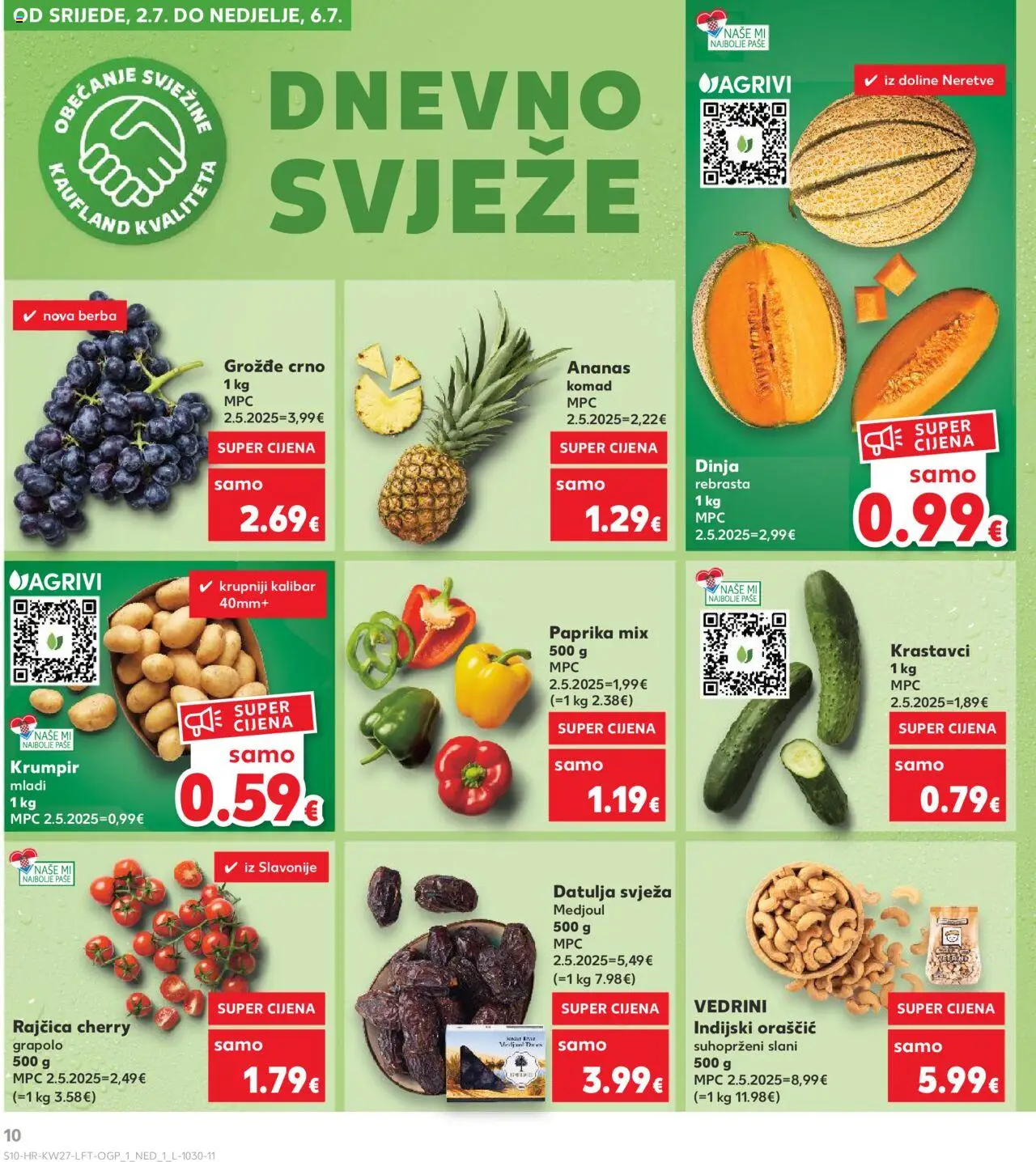 Kaufland katalog | vrijedi od 02.07.2025 | Stranica: 10 | Proizvodi: Ananas, Paprika, Krastavci, Krumpir