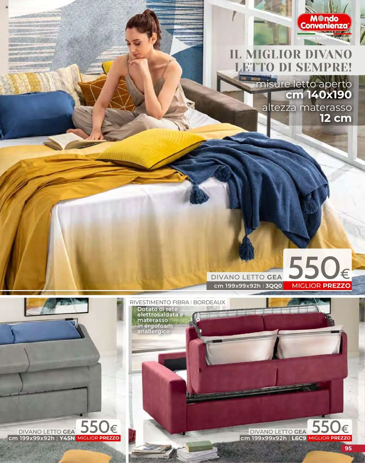 Volantino Mondo Convenienza del 09.09.2025 | Pagina: 97 | Prodotti: Divano letto, Letto, Materasso, Divano