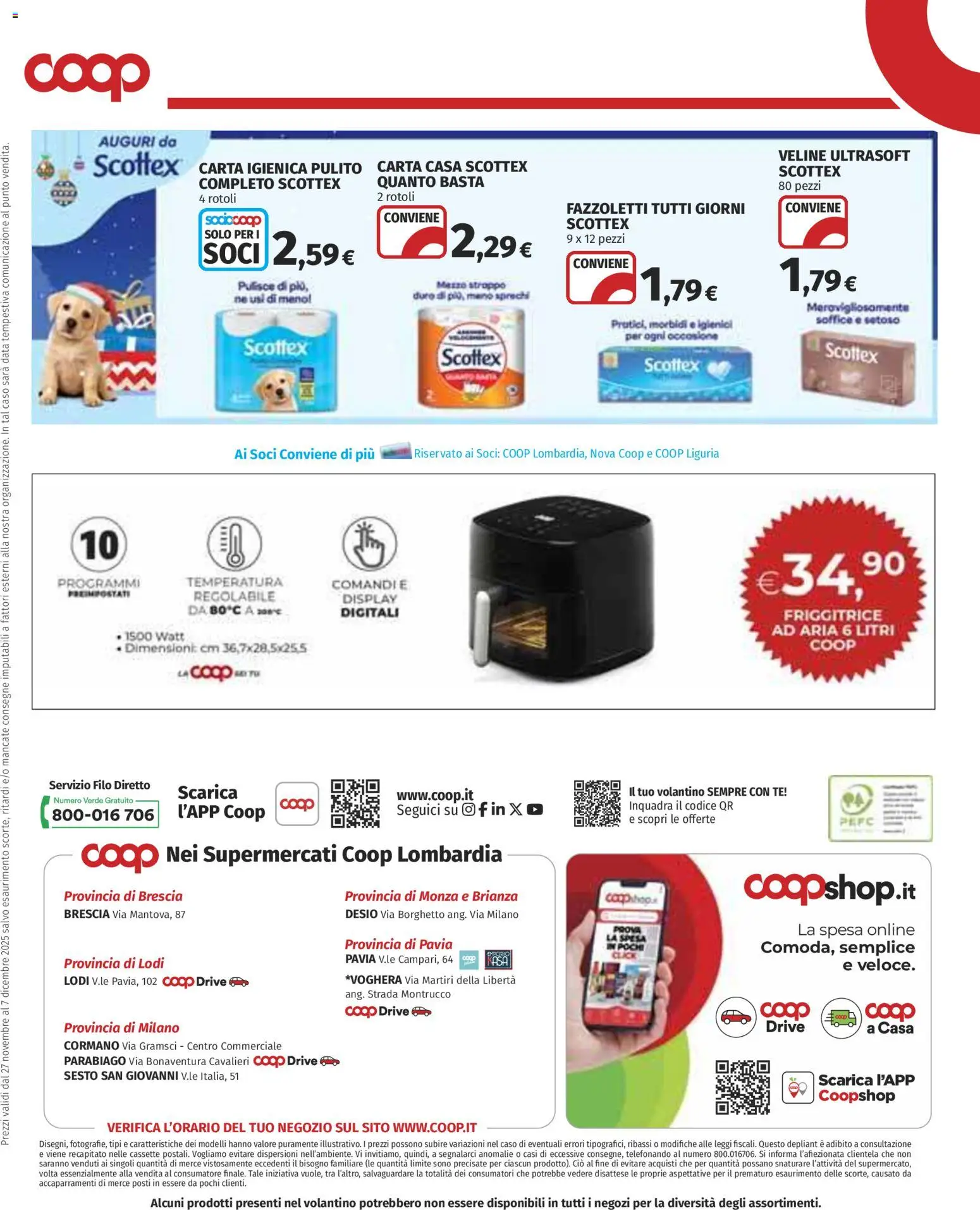 Volantino COOP del 27.11.2025 | Pagina: 34 | Prodotti: Carta igienica, Tè, Data, Friggitrice