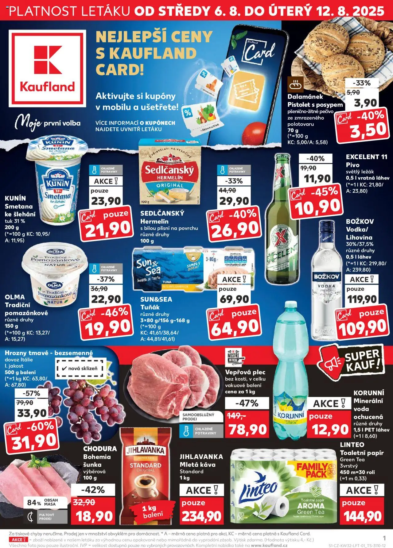 Kaufland leták - Ostrava od 06.08.2025 | Strana: 1 | Produkty: Excelent 11, Toaletní papír, Citron, Dalamánek