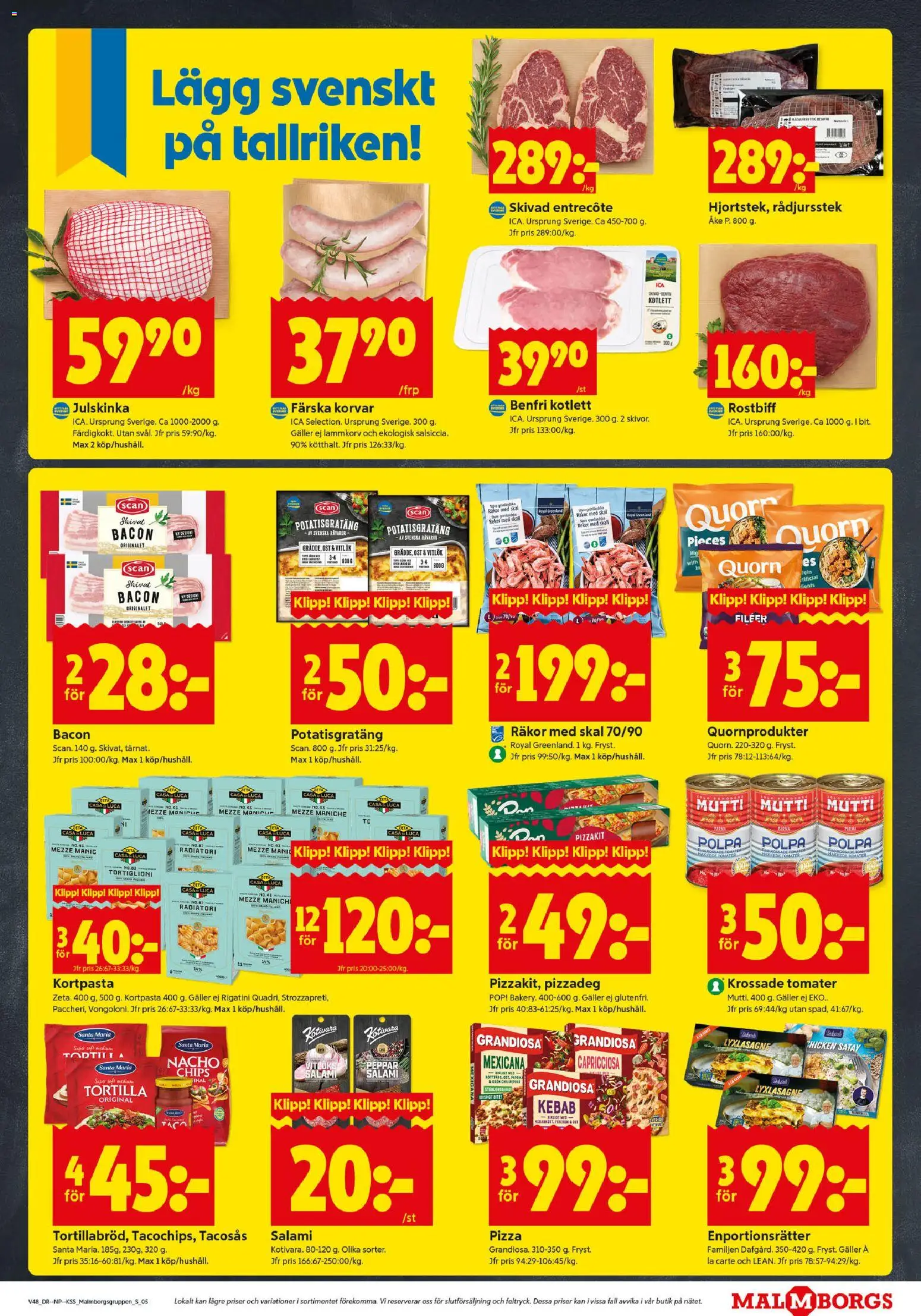 ICA Kvantum reklamblad aktuell från 24.11.2025 | Sida: 5 | Produkter: Tortilla, Salami, Pizza, Pizzakit