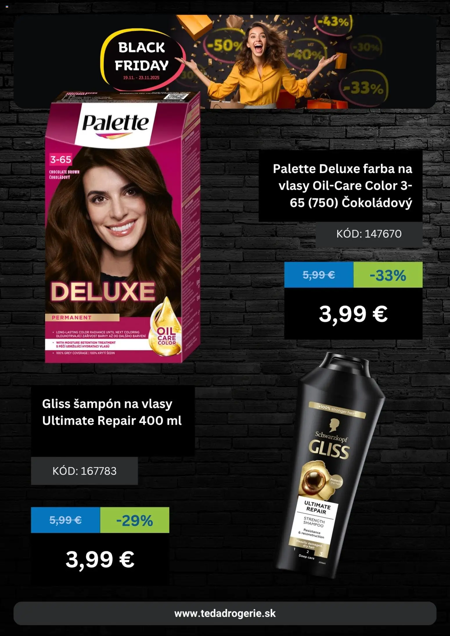 Nové Teta drogerie akcie – leták je platný od 19.11.2025 | Strana: 3 | Produkty: Šampón, Farba na vlasy