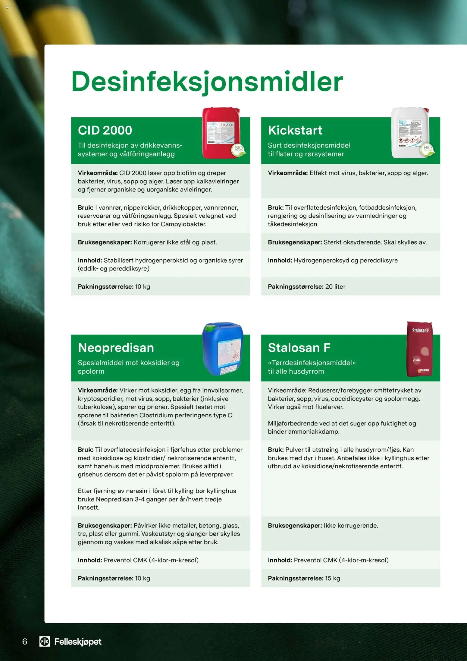 {H1} | Side: 6 | Produkter: Såpe, Egg, Kylling, Eddik