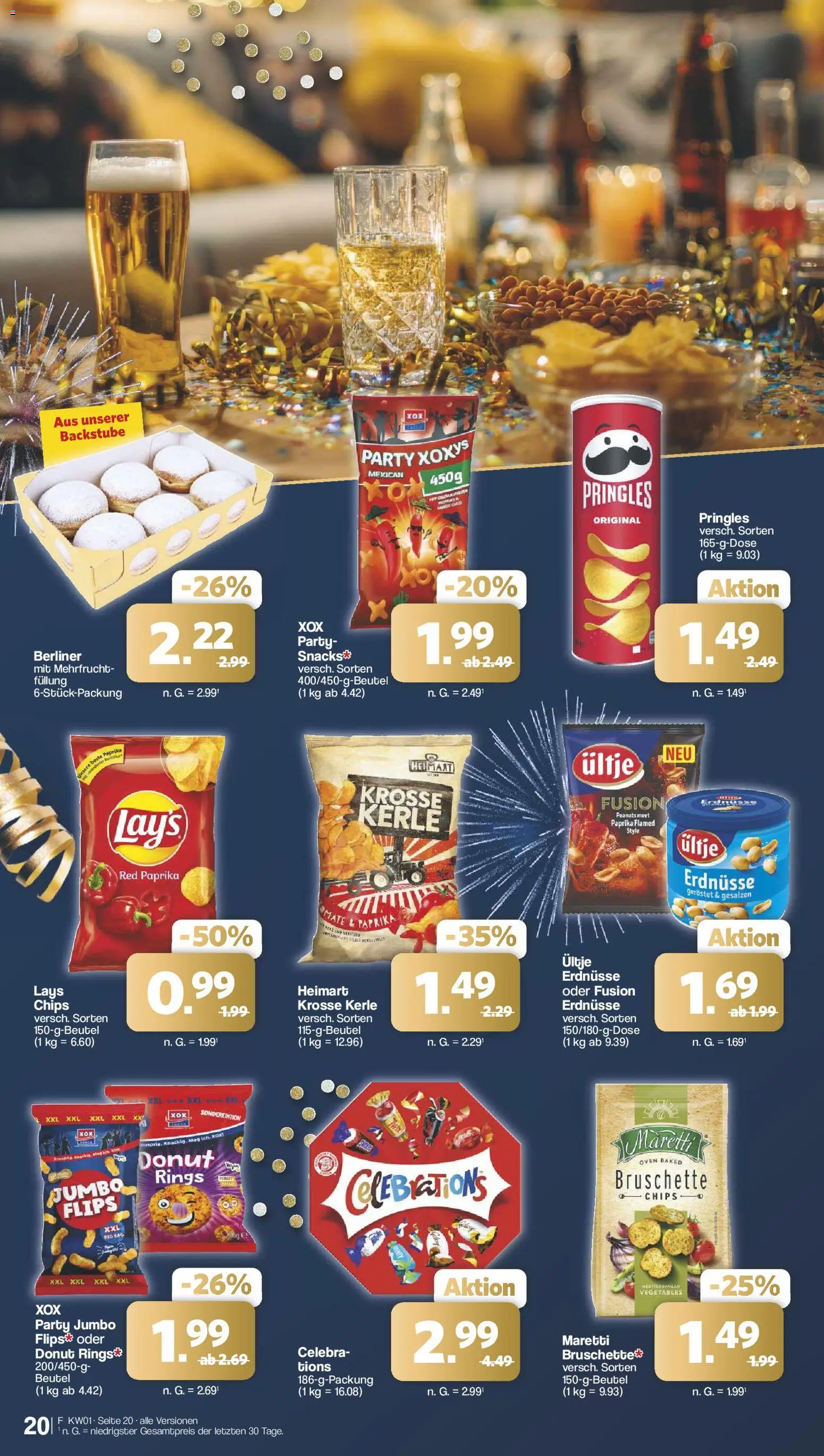 Famila Nordwest Prospekt 	 – gültig ab 29.12.2025 | Seite: 20 | Produkte: Berliner, Erdnüsse, Pringles, Chips