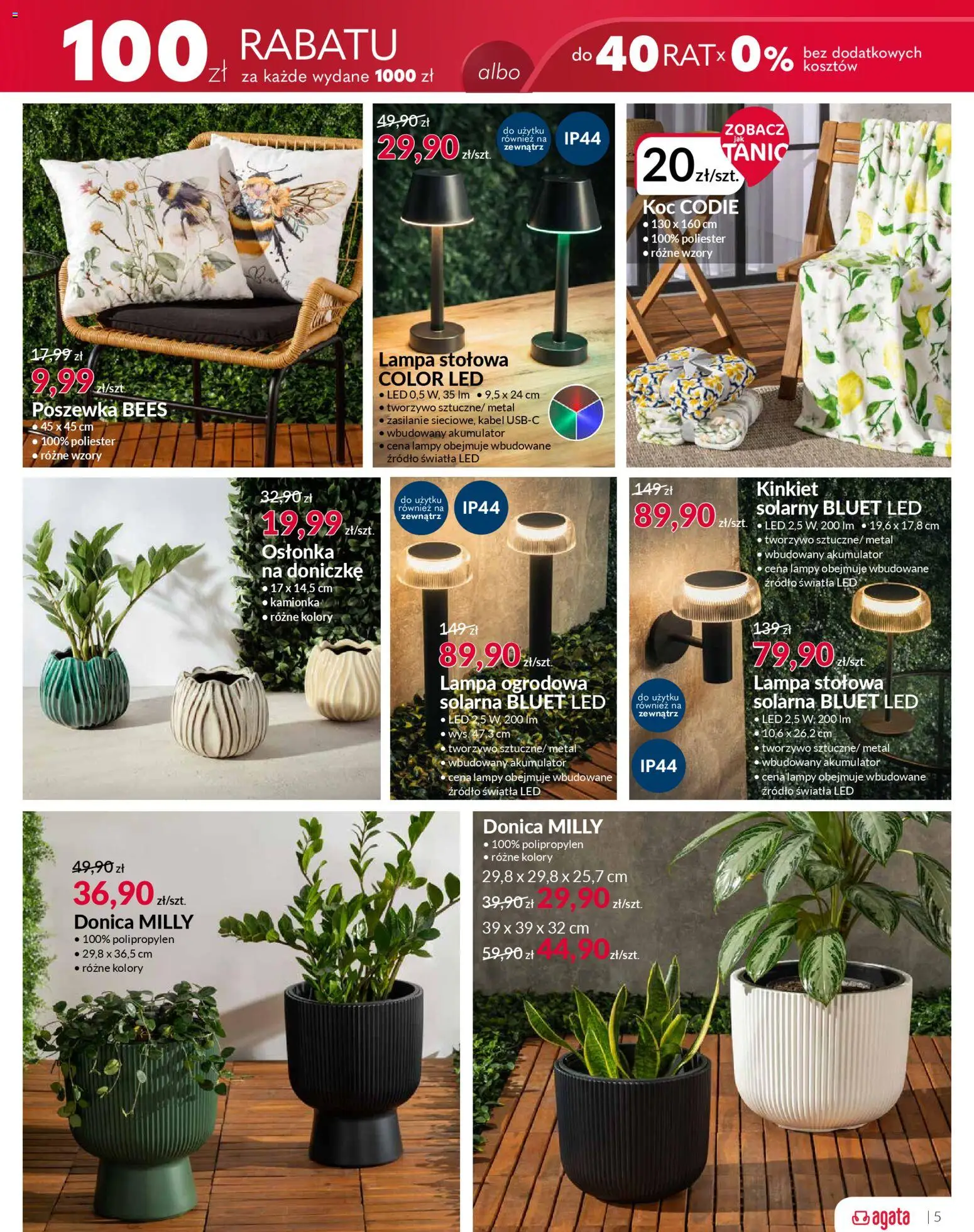 Salony Agata gazetka od 11.03.2026 | Strona: 5 | Produkty: Kabel, Koc, Lampa