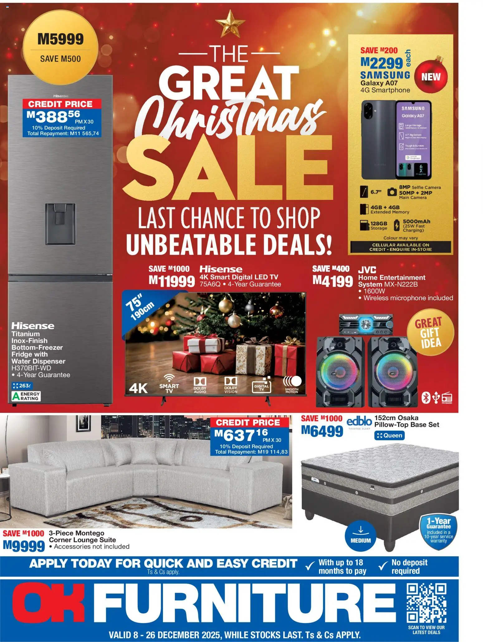 New OK Furniture catalogue – valid from 08.12.2025 | Page: 1 | Products: Smartphone, Audio, TV, Lounge suite