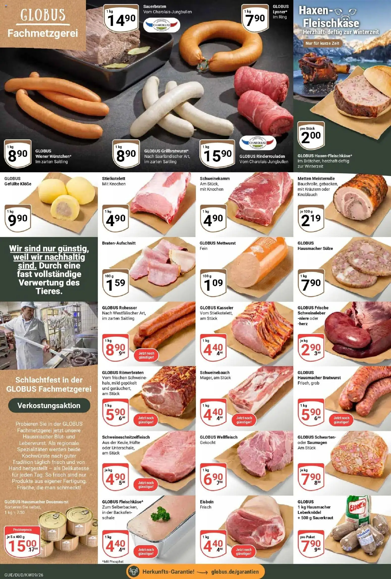Globus Prospekt Saarbrücken-Güdingen – gültig ab 23.02.2026 | Seite: 10 | Produkte: Rinderrouladen, Bratwurst, Knoblauch, Backofen