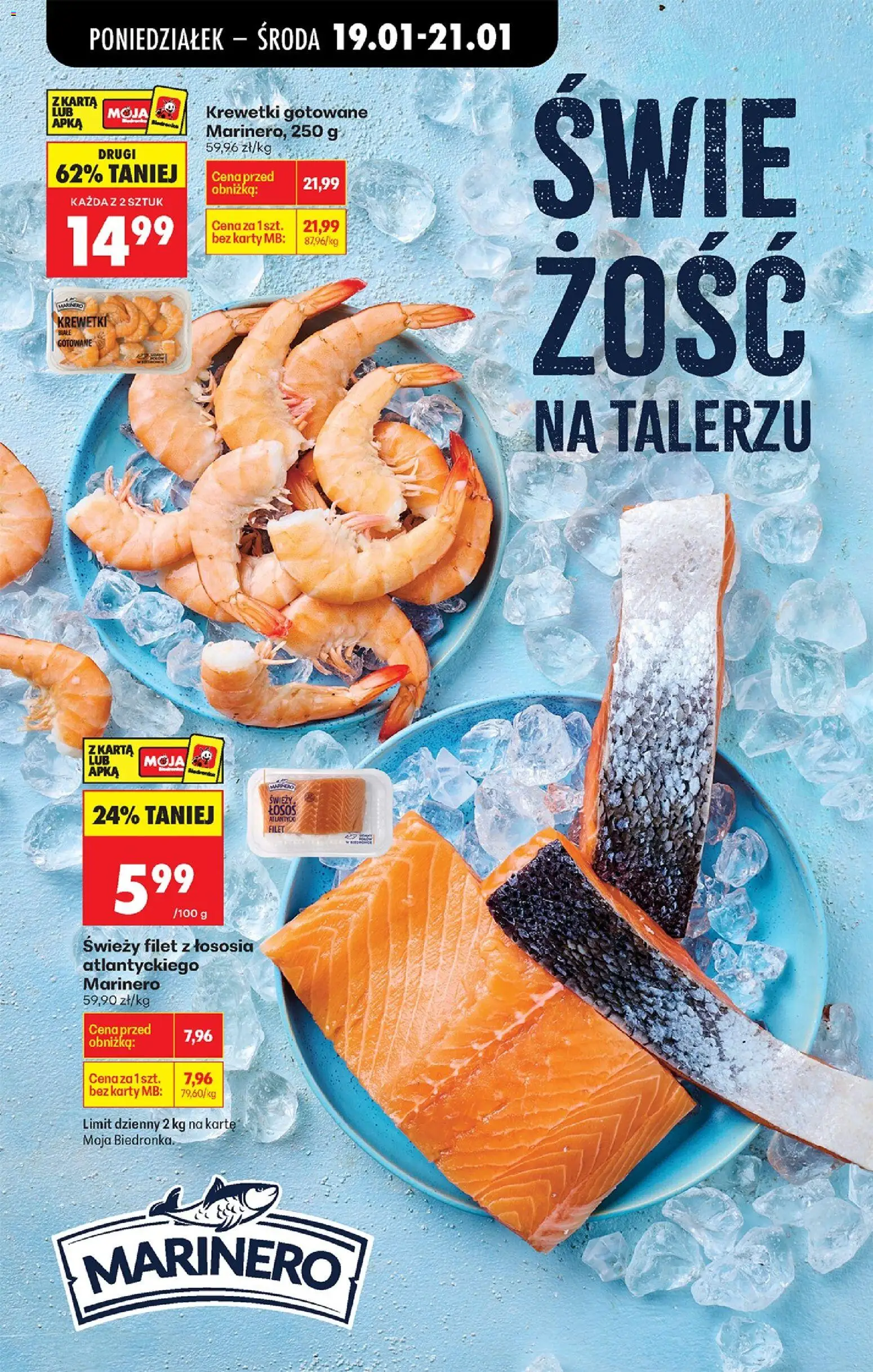 Biedronka gazetka od 19.01.2026 | Strona: 46 | Produkty: Karta, Łosoś, Krewetki białe, Krewetki gotowane