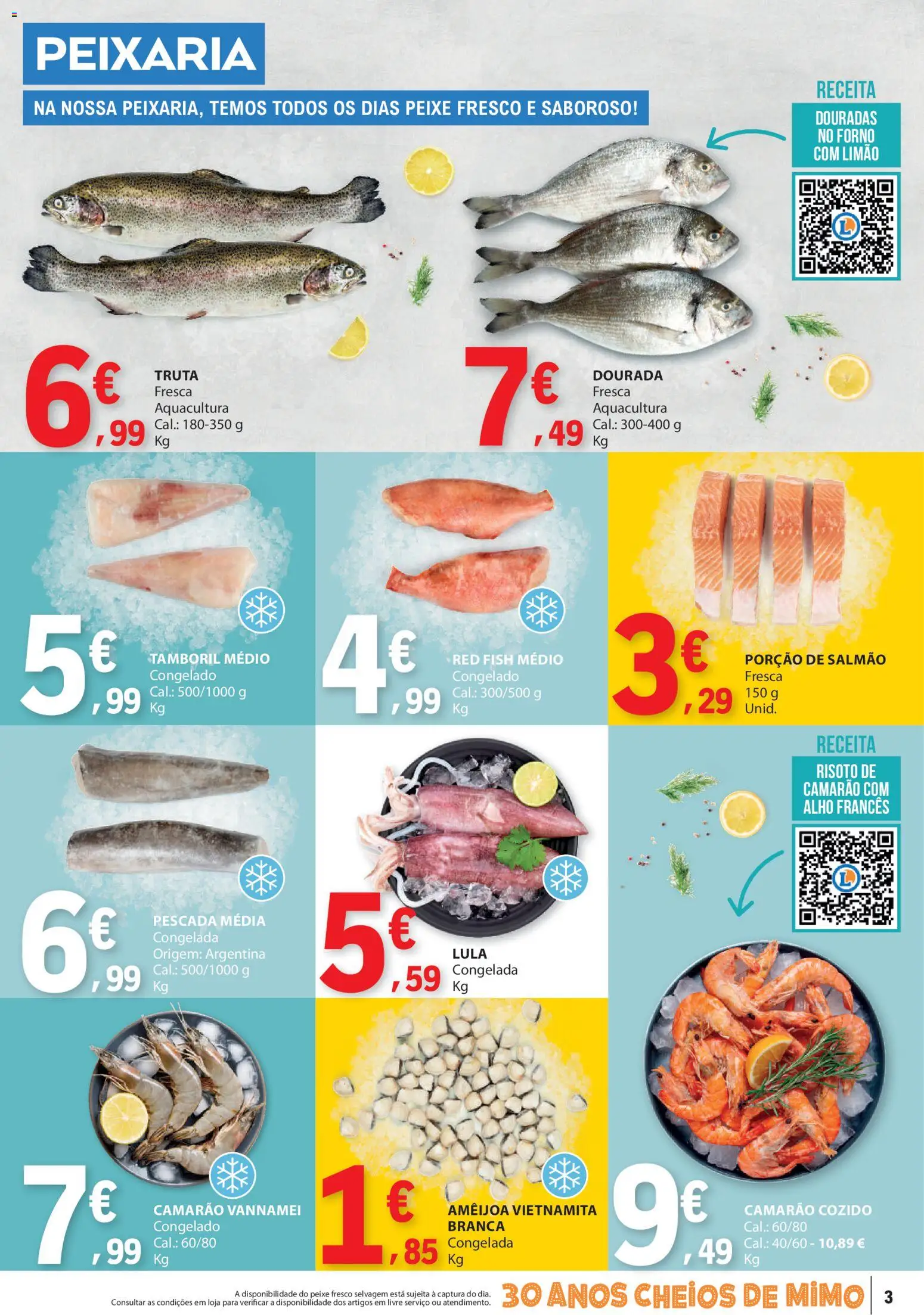 E.Leclerc folheto │ válido de 22.01.2026 | Página: 3 | Produtos: Forno, Camarão, Tamboril, Peixe