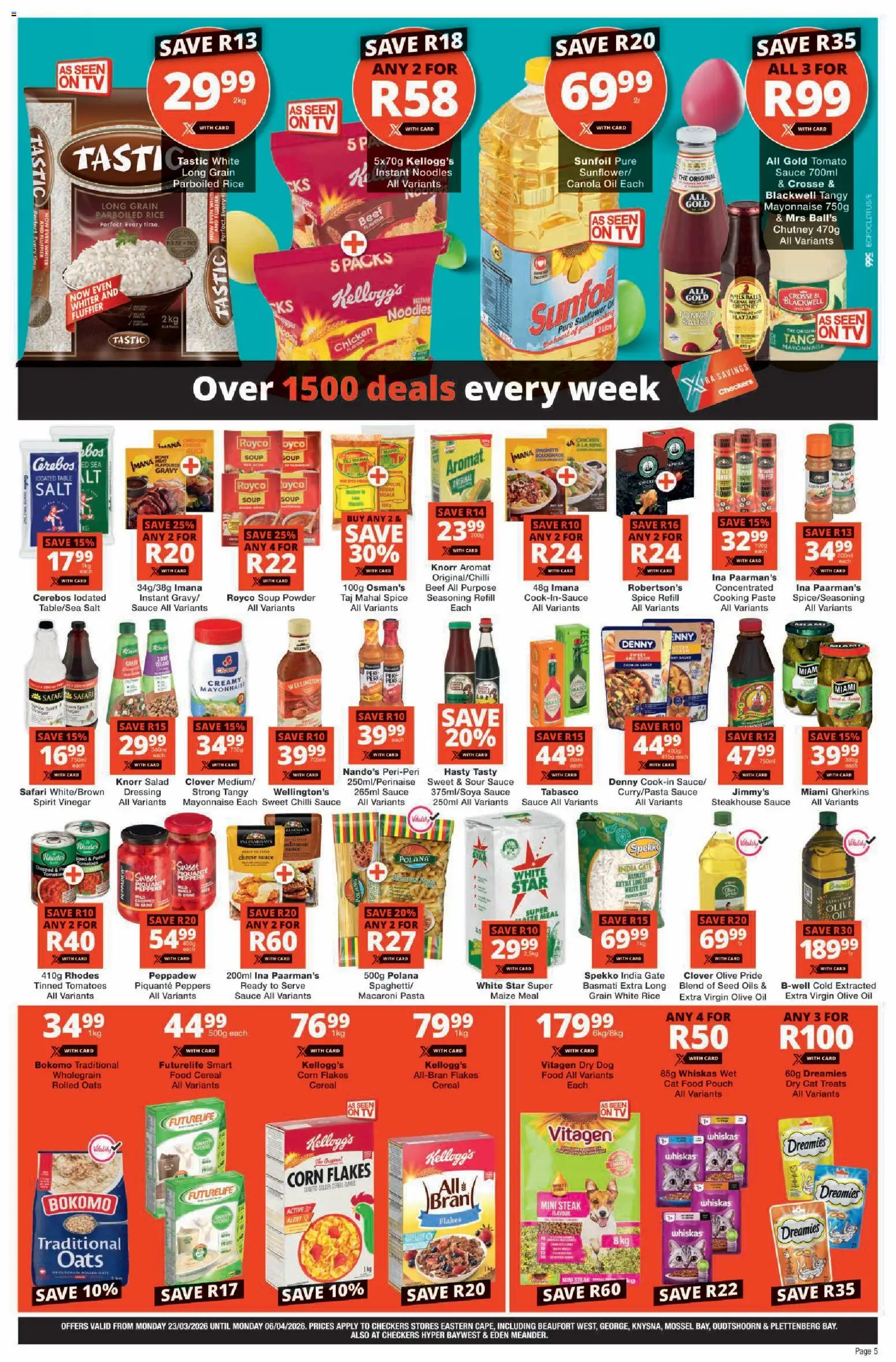 New Checkers catalogue – valid from 23.03.2026 | Page: 5 | Products: TV, Gate, Salad, Cat food