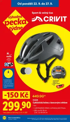 Crivit Cyklistická helma s koncovým světlem, Cyklistická helma s odnímatelným štítem a ochranou proti hmyzu. S/M: cca 54-59 cm, L/XL: cca 59-64 cm od 22.09.2025 | Strana: 10 | Produkty: Helma, Cyklistická helma