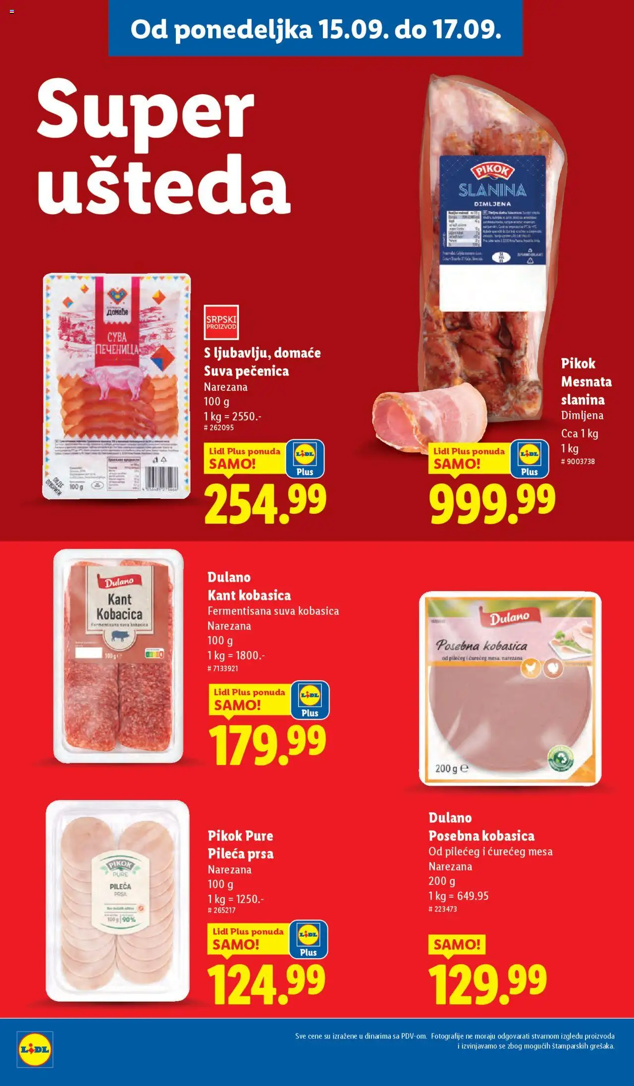 Lidl katalog - važi od 11.09.2025 | Strana: 54 | Proizvode: Pileća prsa, Slanina, Kobasica, Pečenica